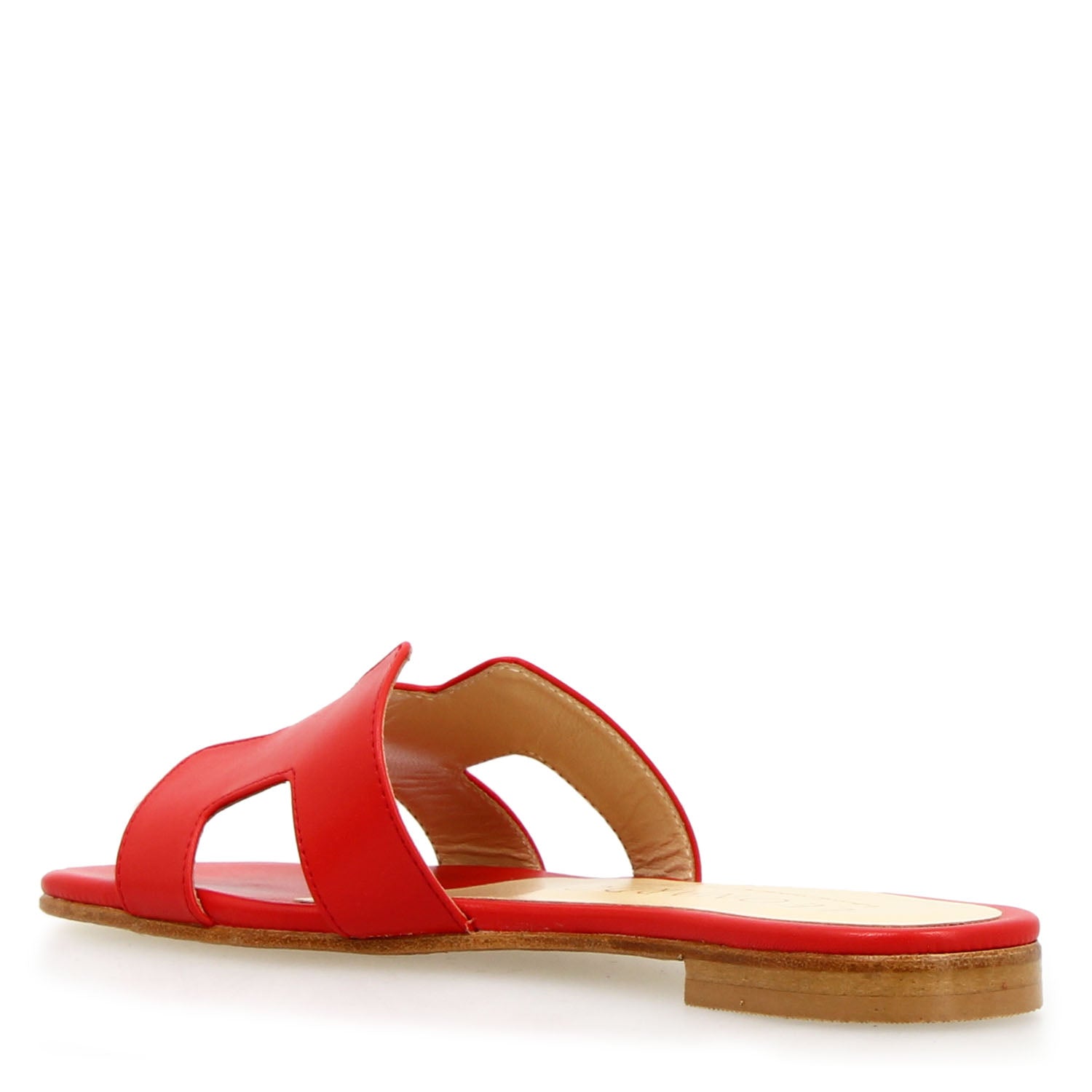 Leonardo Shoes Harmony sandalo donna rosso nappa tacco basso