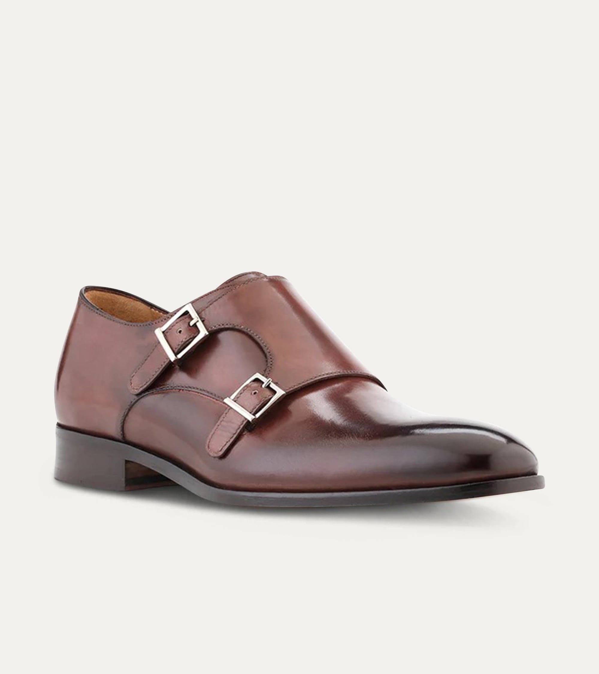 Ace Marks Kurt monkstrap uomo pelle marrone fibbia