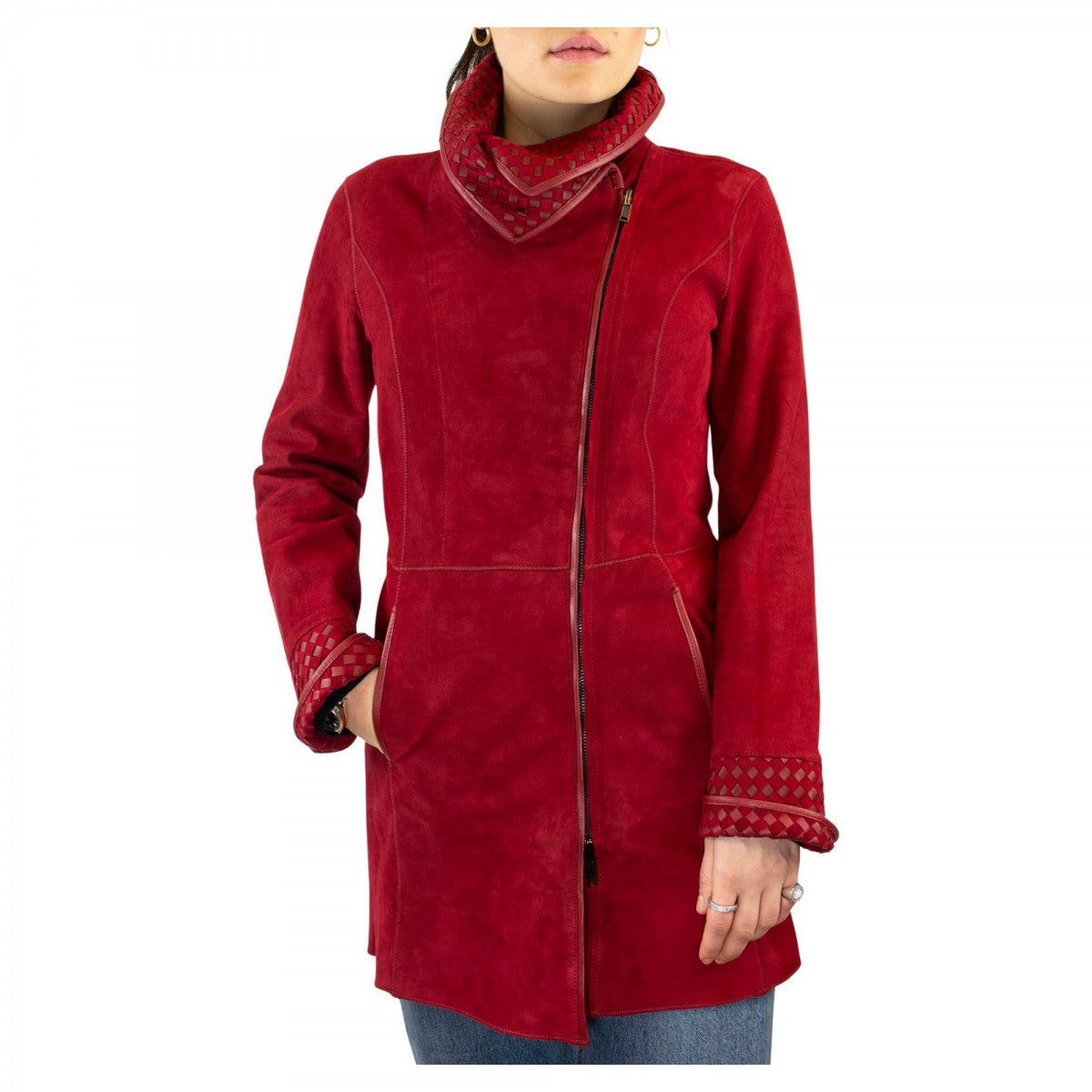 Leonardo Giacca pelle donna reversibile renna rosso