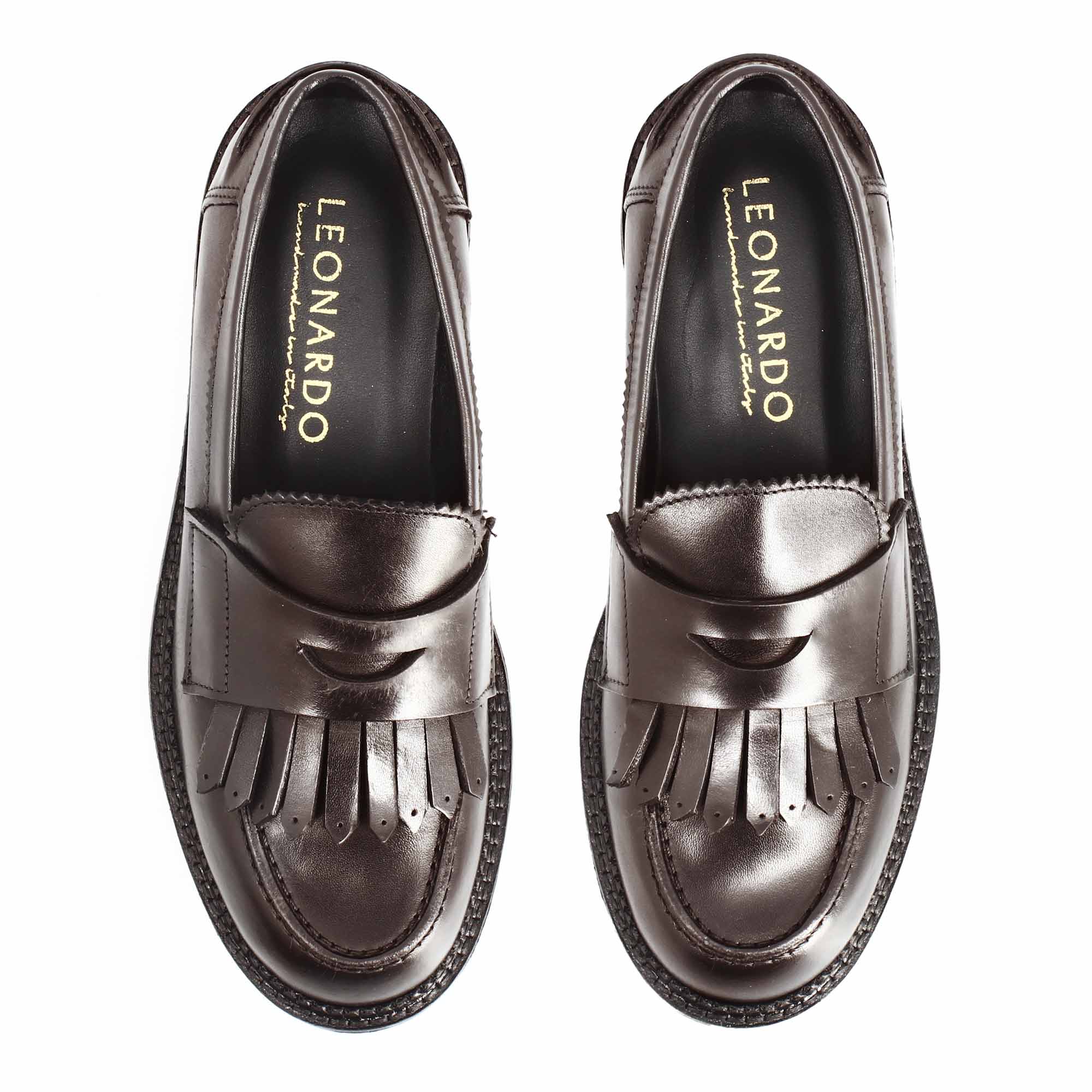 Leonardo Shoes Mocassino Domitilla22 Marrone Frange