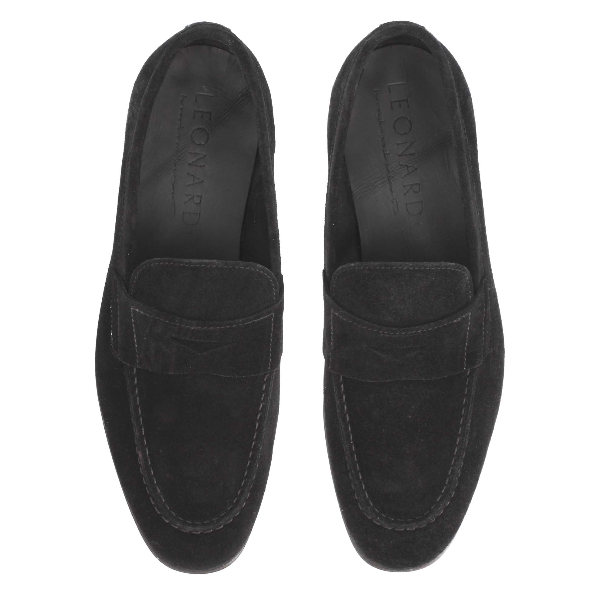 Leonardo Shoes Navona C mocassini uomo nero scamosciato