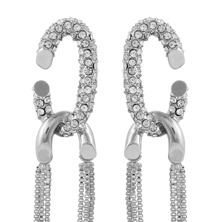 Vince Camuto Orecchini Cerchio Nappa Catena Argento Pietre