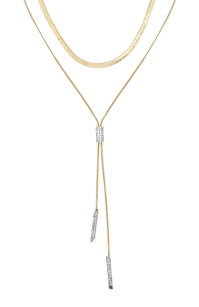 Vince Camuto Strati collana oro con cristalli a strati