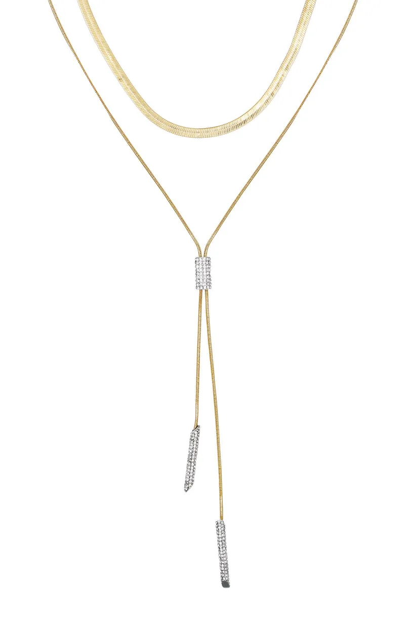 Vince Camuto Strati collana oro con cristalli a strati