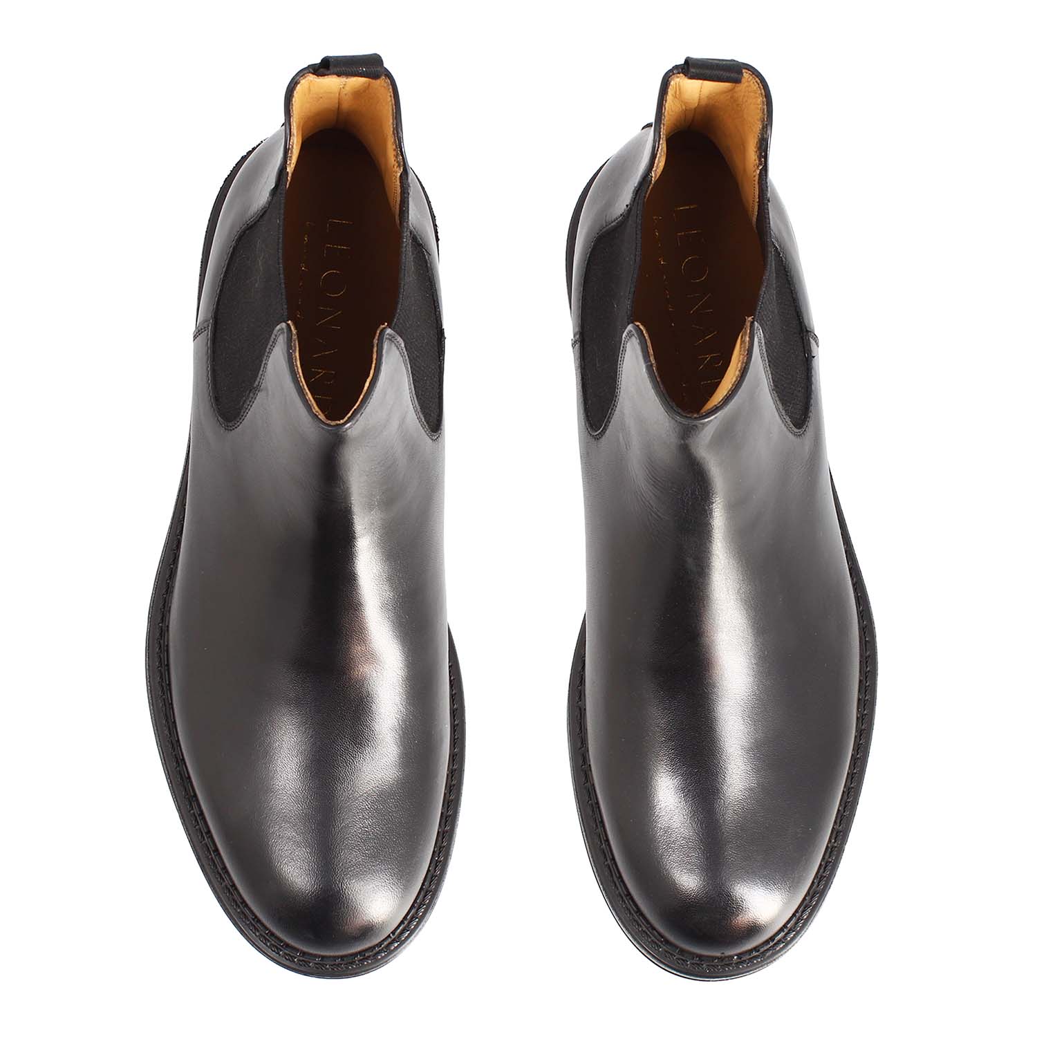 Leonardo Shoes Agusto Chelsea Uomo Pelle Nero