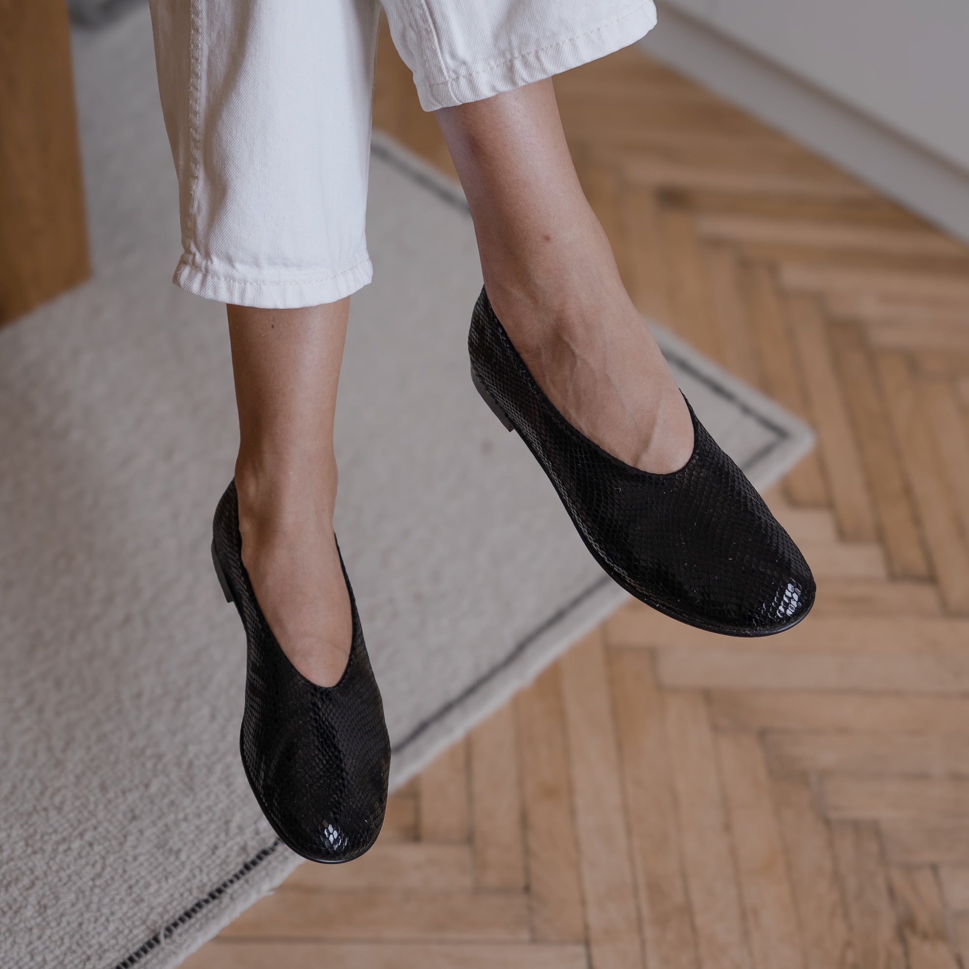 Ton Goût Lau ballerine nere 37 nappa serpente tacco 2cm