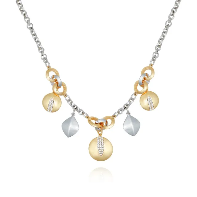 Vince Camuto Collana foglia oro bicolore corta