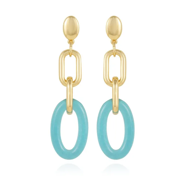 Vince Camuto orecchini pendenti donna oro intrecciati blu caramella