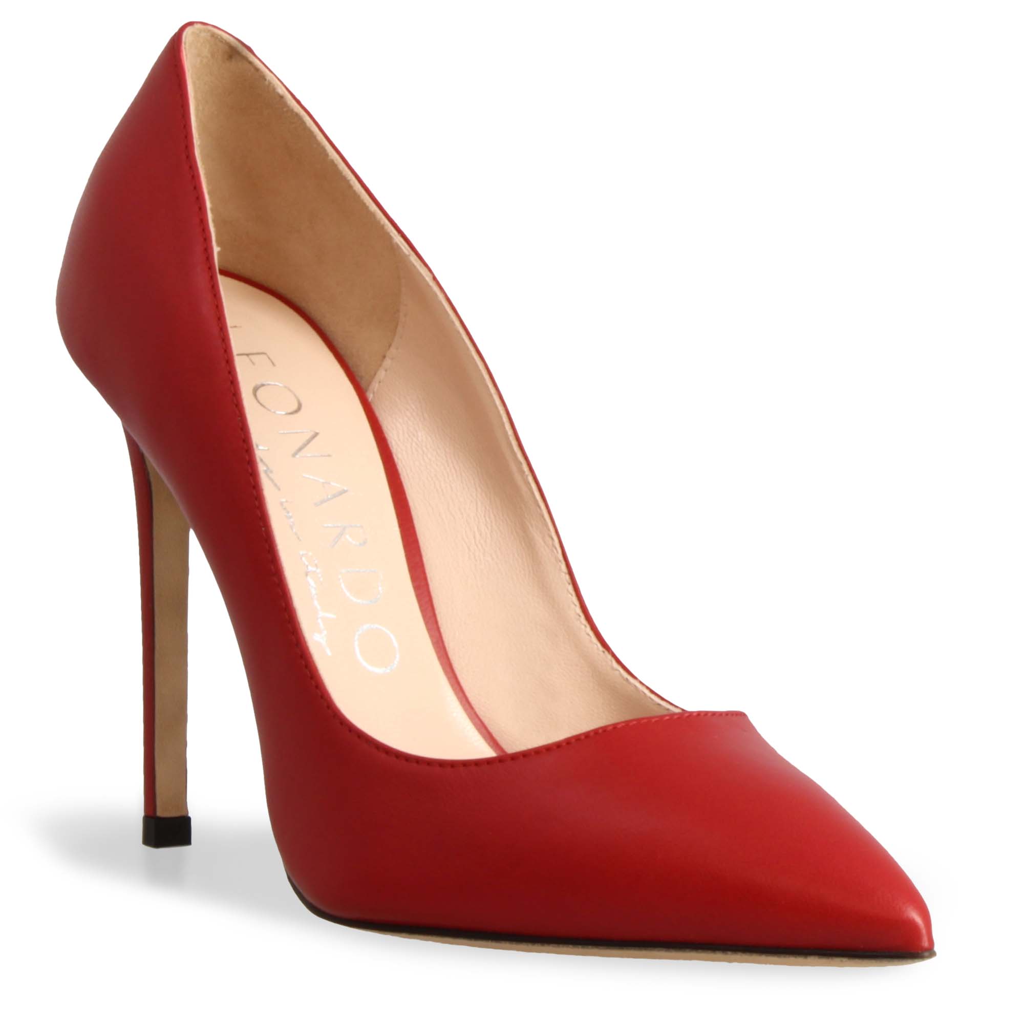 Leonardo Shoes Décolleté Donna rosso tacco 10 pelle