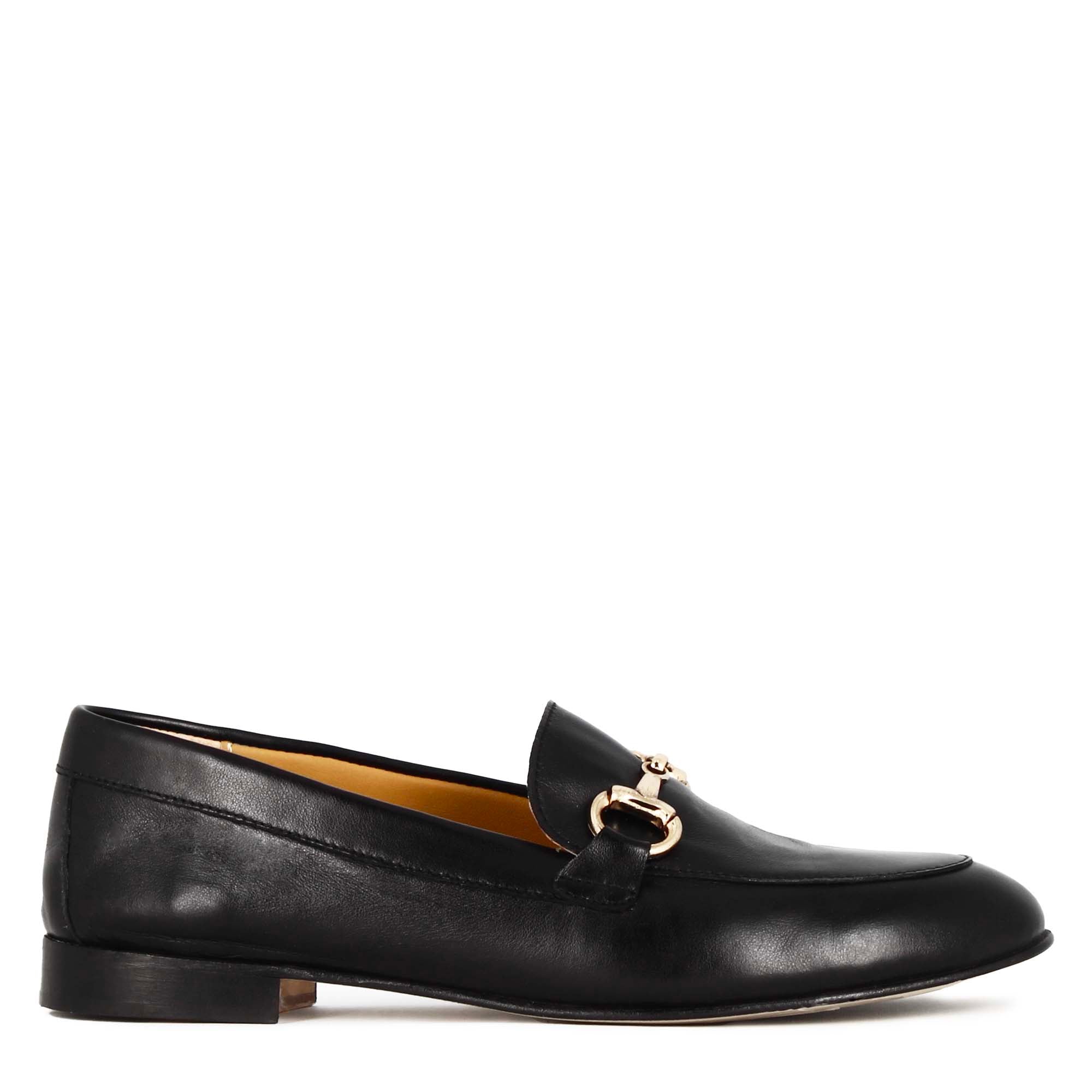 Leonardo Shoes Mocassini Donna Nero Pelle Morsetto Tacco 1