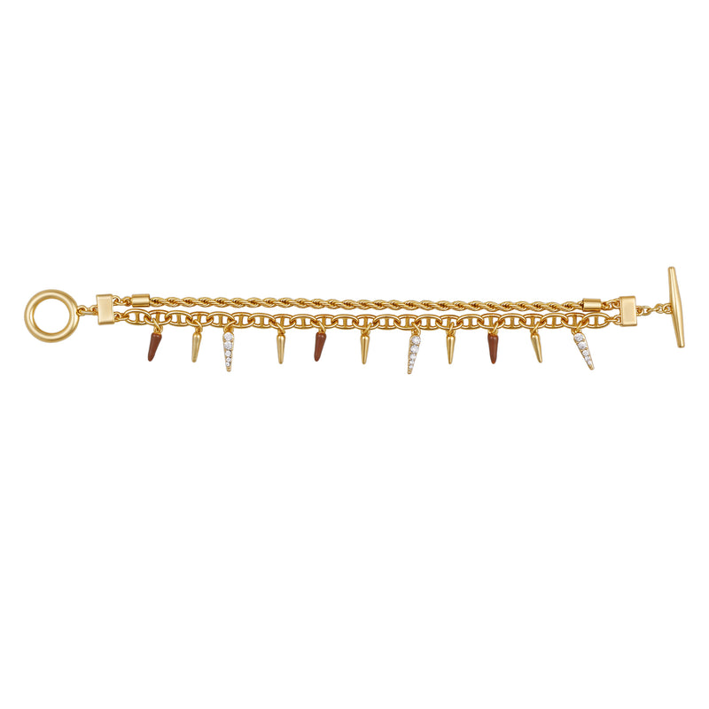 Vince Camuto Braccialetto Charm Nero Oro con Cristalli