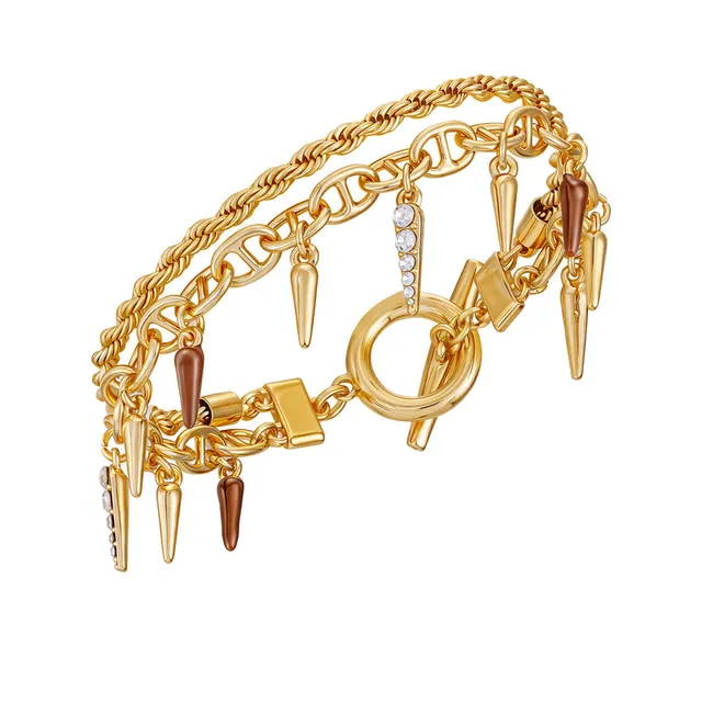 Vince Camuto Braccialetto Charm Nero Oro con Cristalli