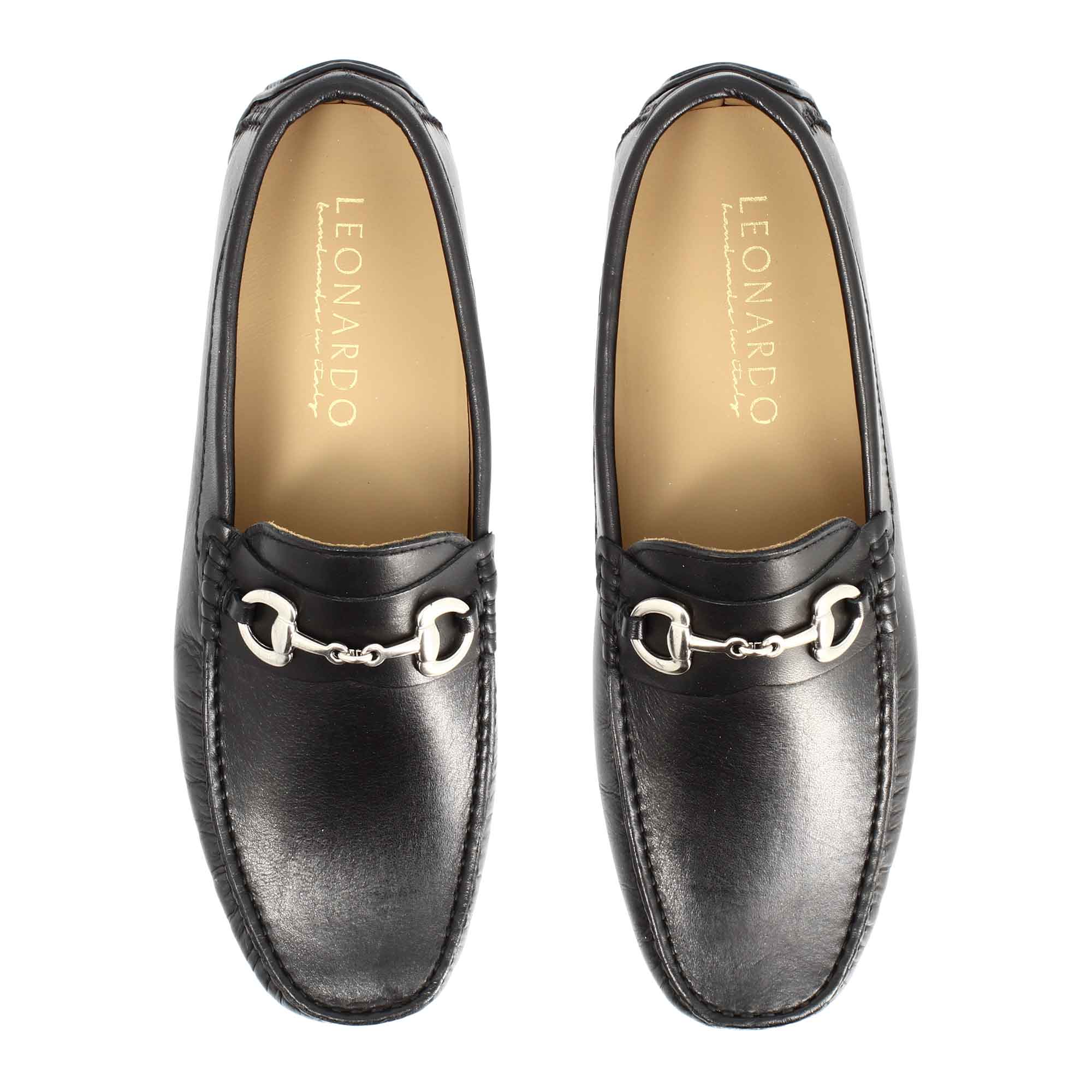 Leonardo Shoes Ulisse 20 Mocassino Pelle Nero Morsetto