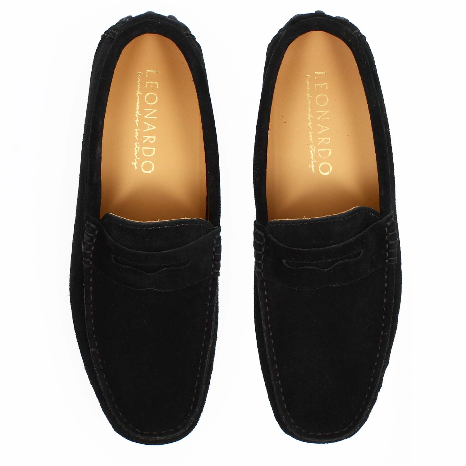Leonardo Shoes Mocassini Uomo Garda Camoscio Nero Car Shoe