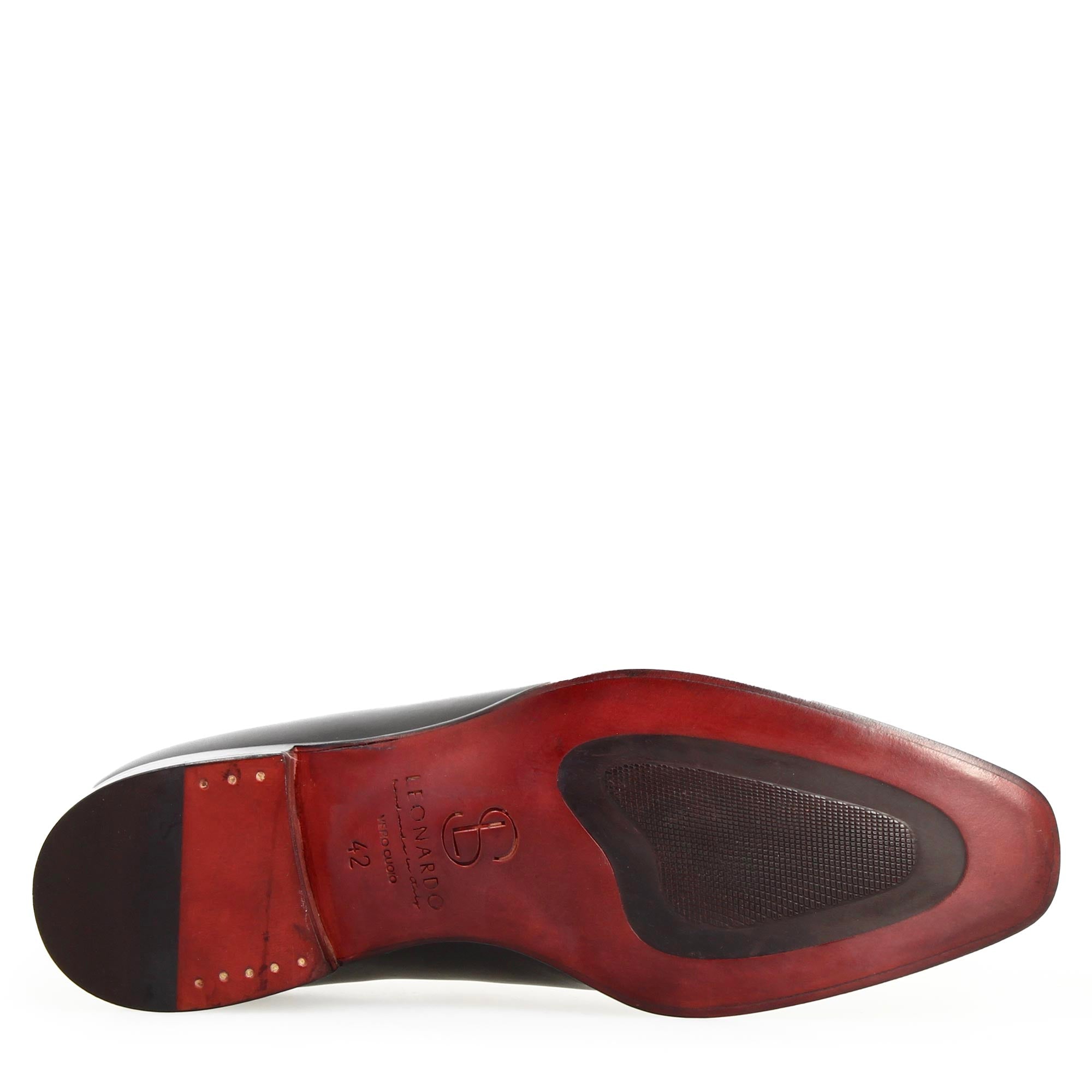 Leonardo Shoes Oxford wholecut francesine uomo pelle nera