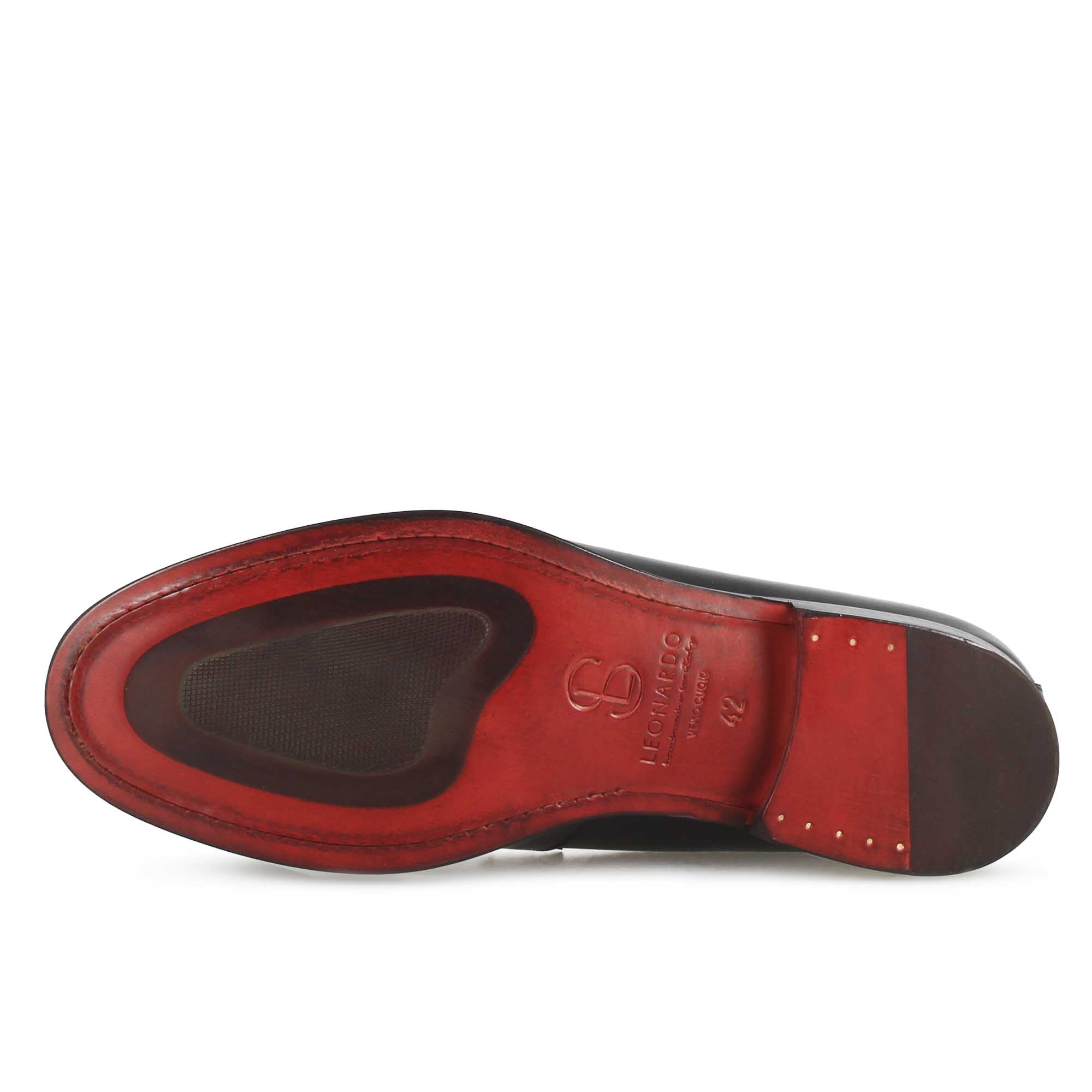 Leonardo Shoes stivaletti uomo pelle nera stringati cuoio