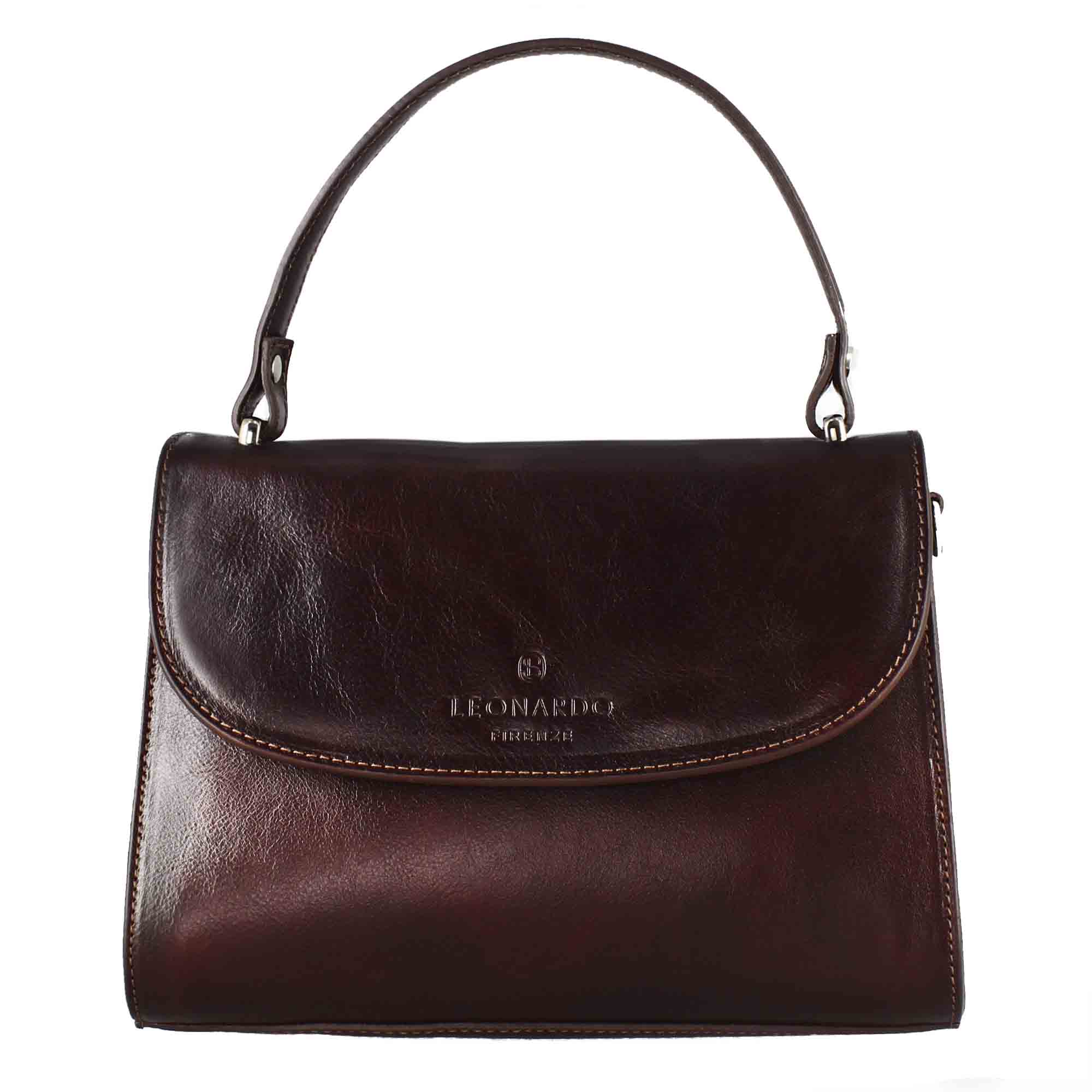 Leonardo Shoes Lucrezia bauletto donna pelle marrone scuro
