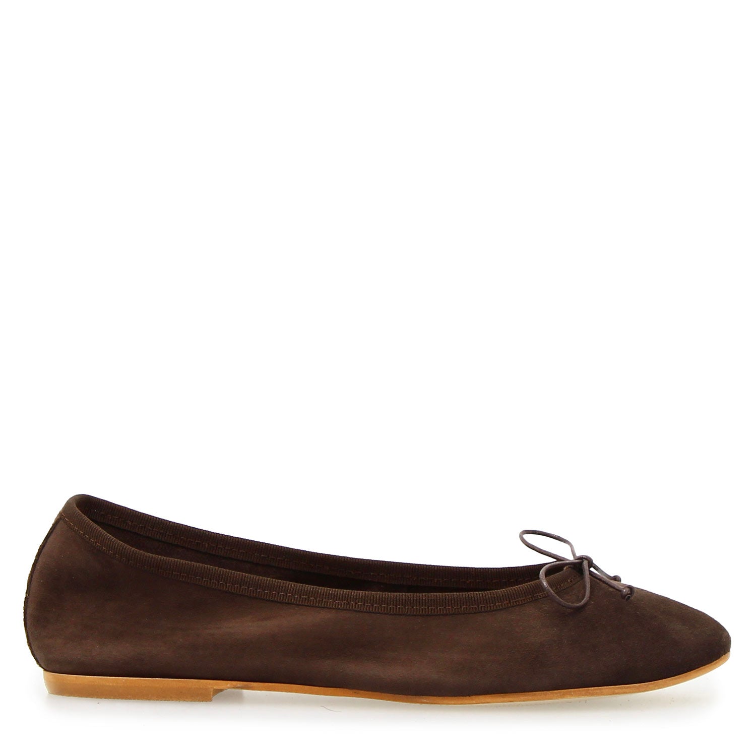 Leonardo Shoes Ballerine Fiocco Donna Camoscio Marrone