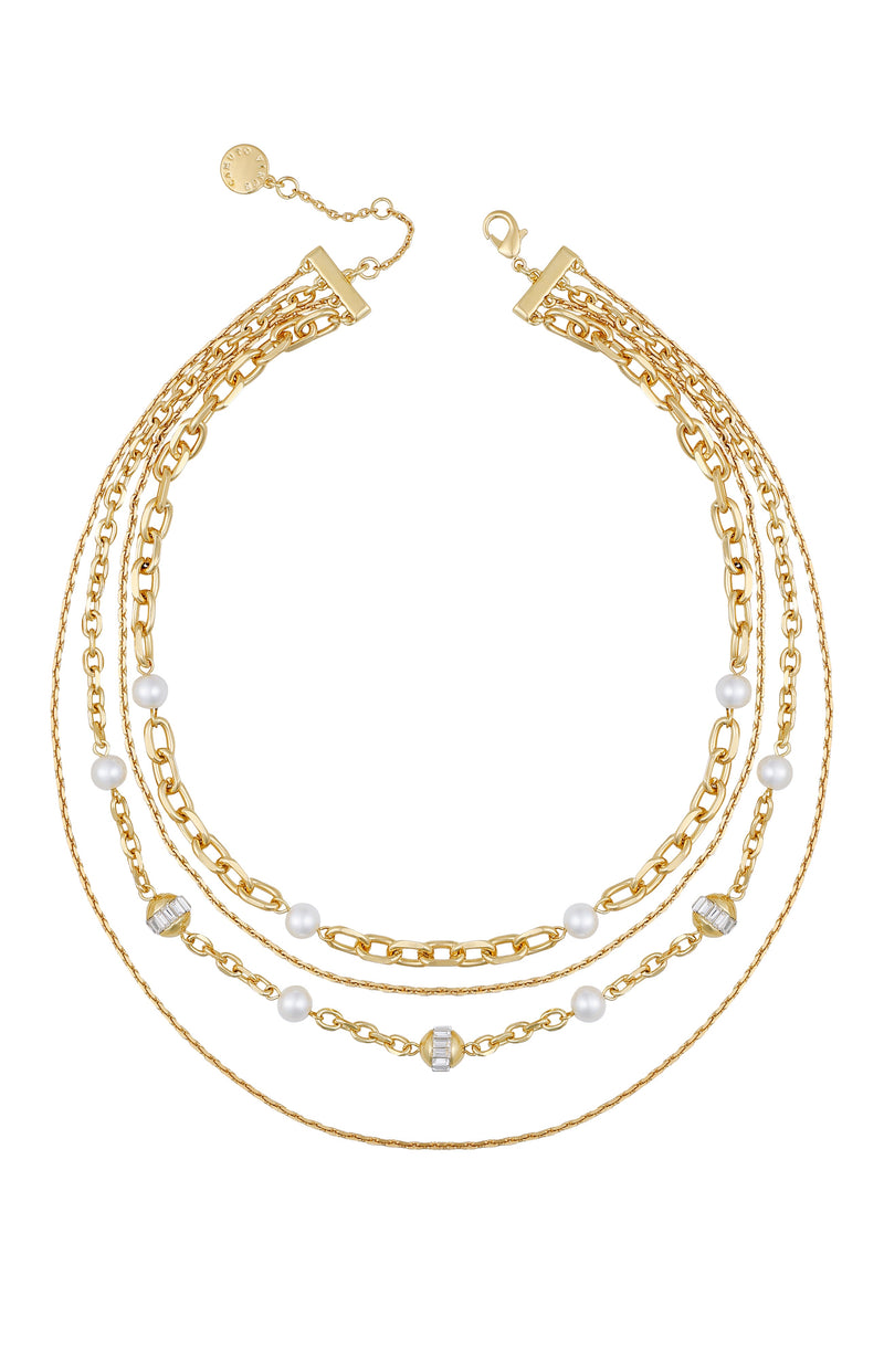 Vince Camuto Strati collana multistrato oro perle