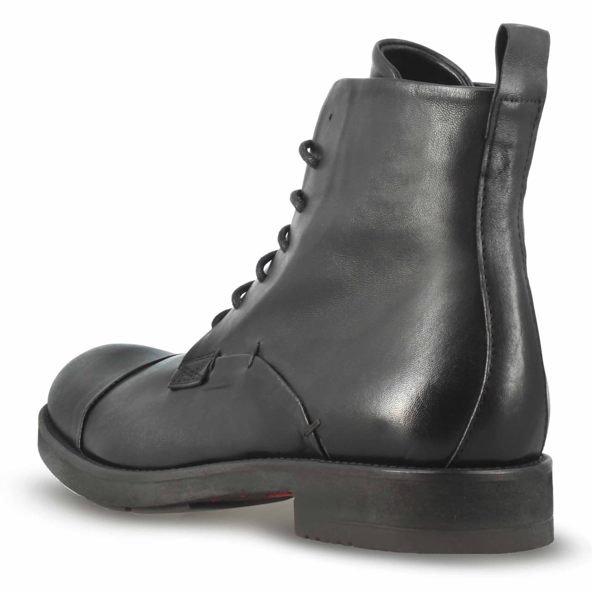 Leonardo Shoes Stivaletti Uomo Pelle Nero Vintage Caviglia