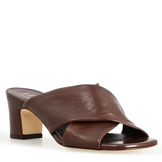 Leonardo Shoes Mules Donna Antiochia Mules Pelle Marrone Scuro