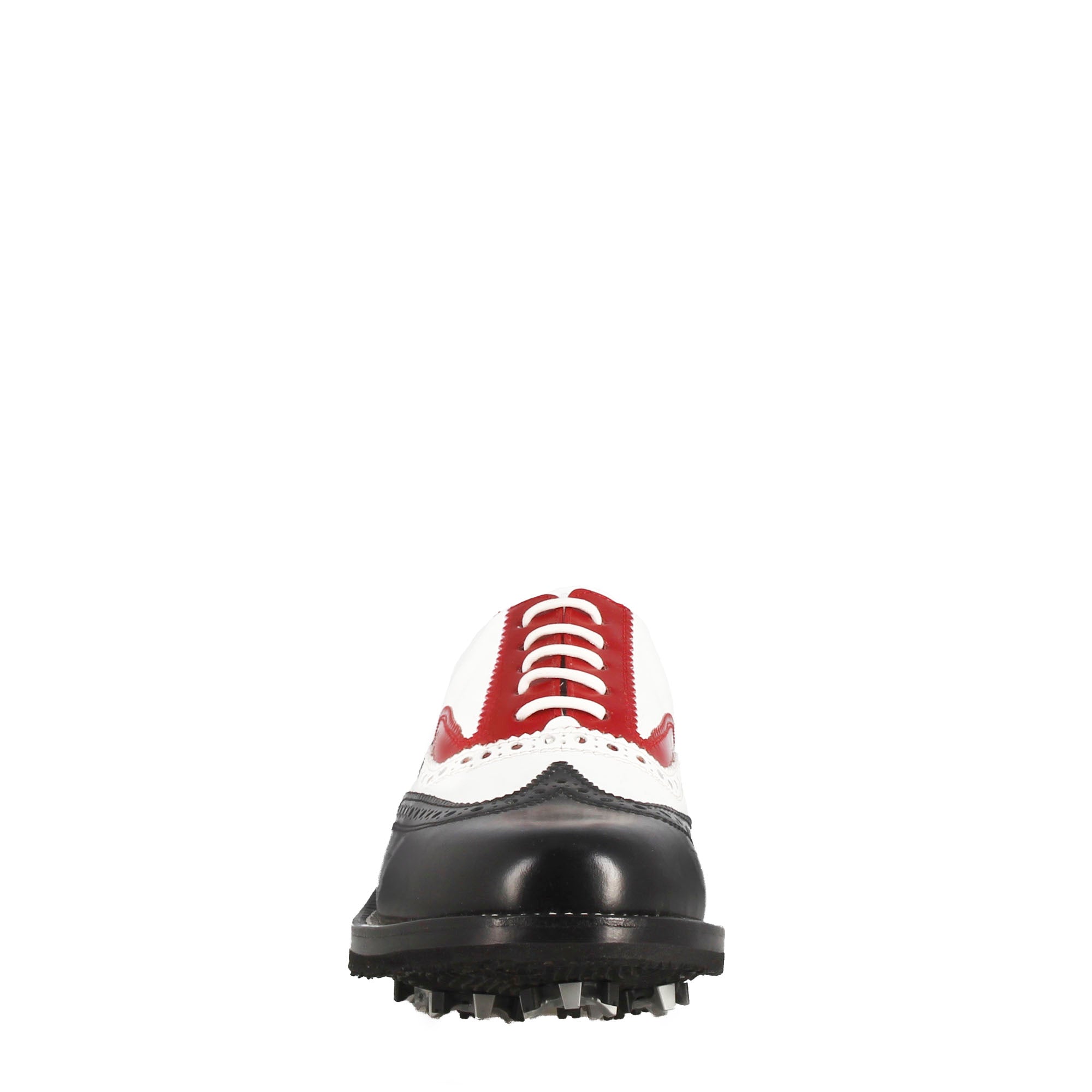 Leonardo Shoes Golf Calzature Nero Pelle Pieno Fiore Tacchetti