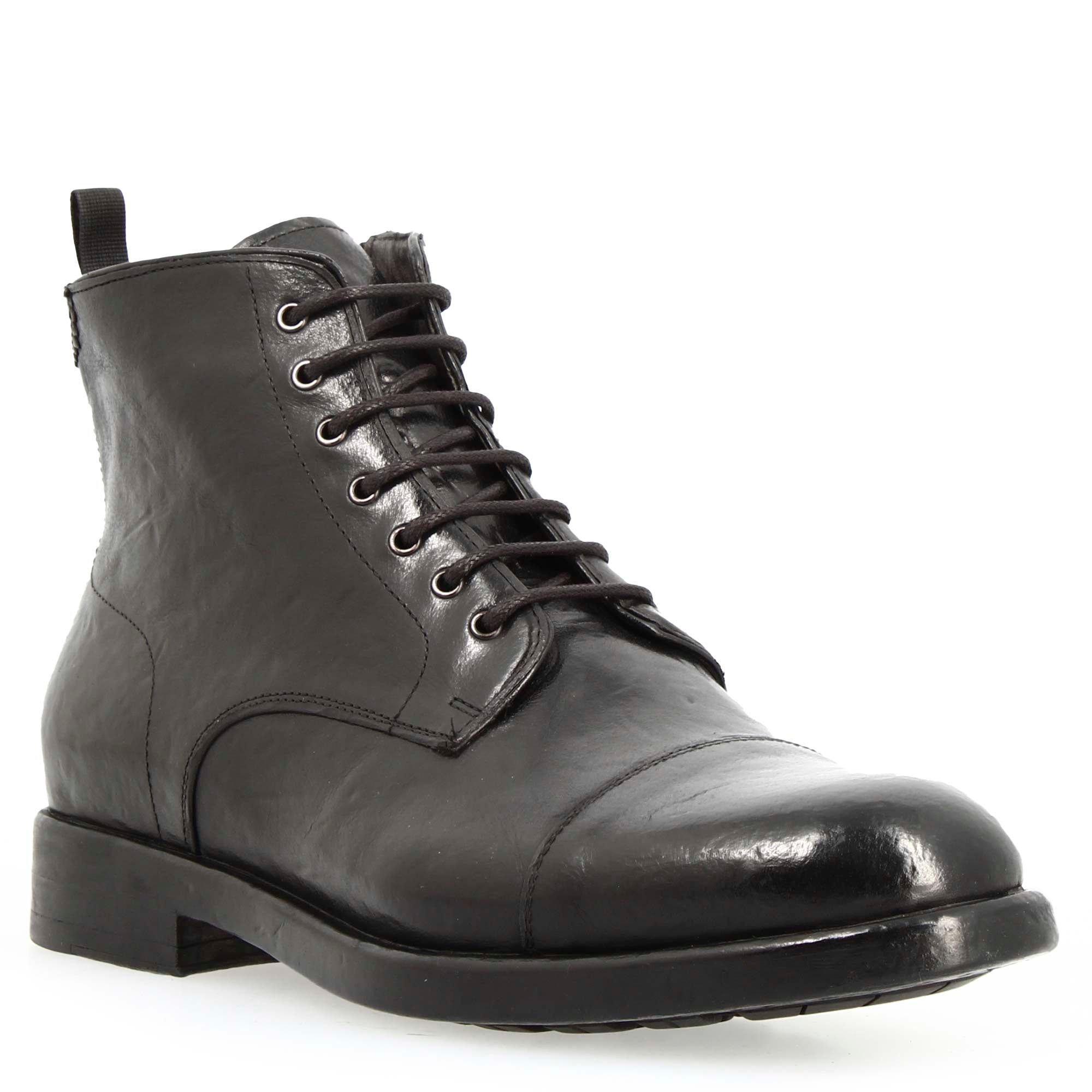 Leonardo Shoes Cesare stivaletto uomo pelle nero