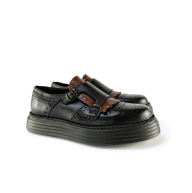 Ton Goût Premium Derby uomo nero vitello tacco 3 cm