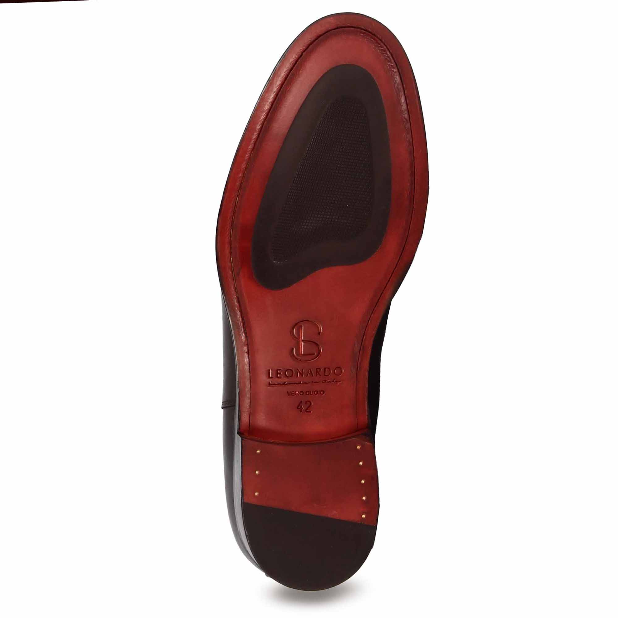 Leonardo Shoes Doppia Fibbia Francesine Uomo pelle blu