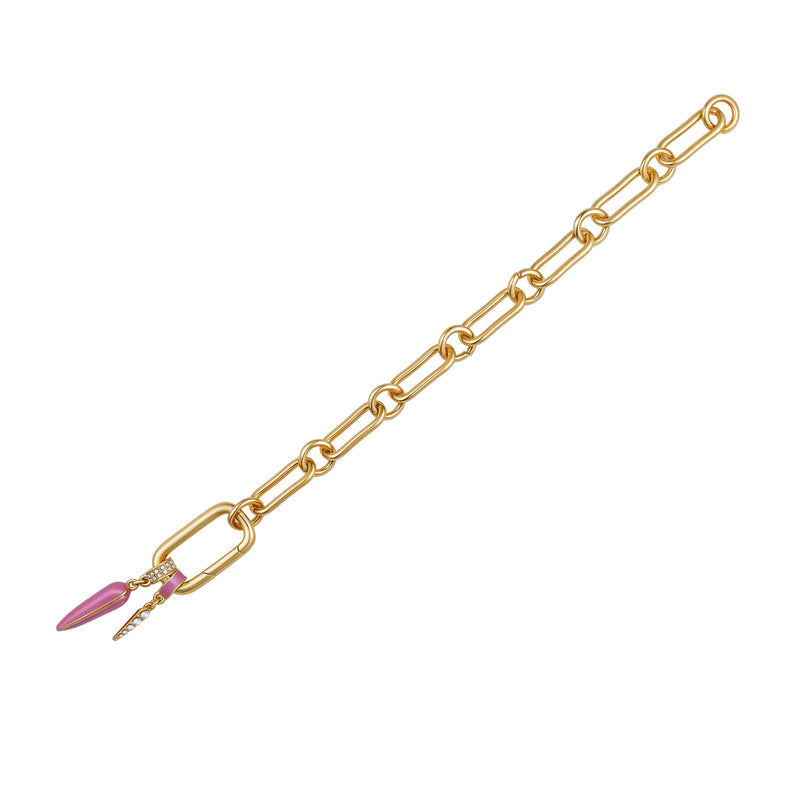 Vince Camuto Bracciale Catena Oro Charm Rosa Pave