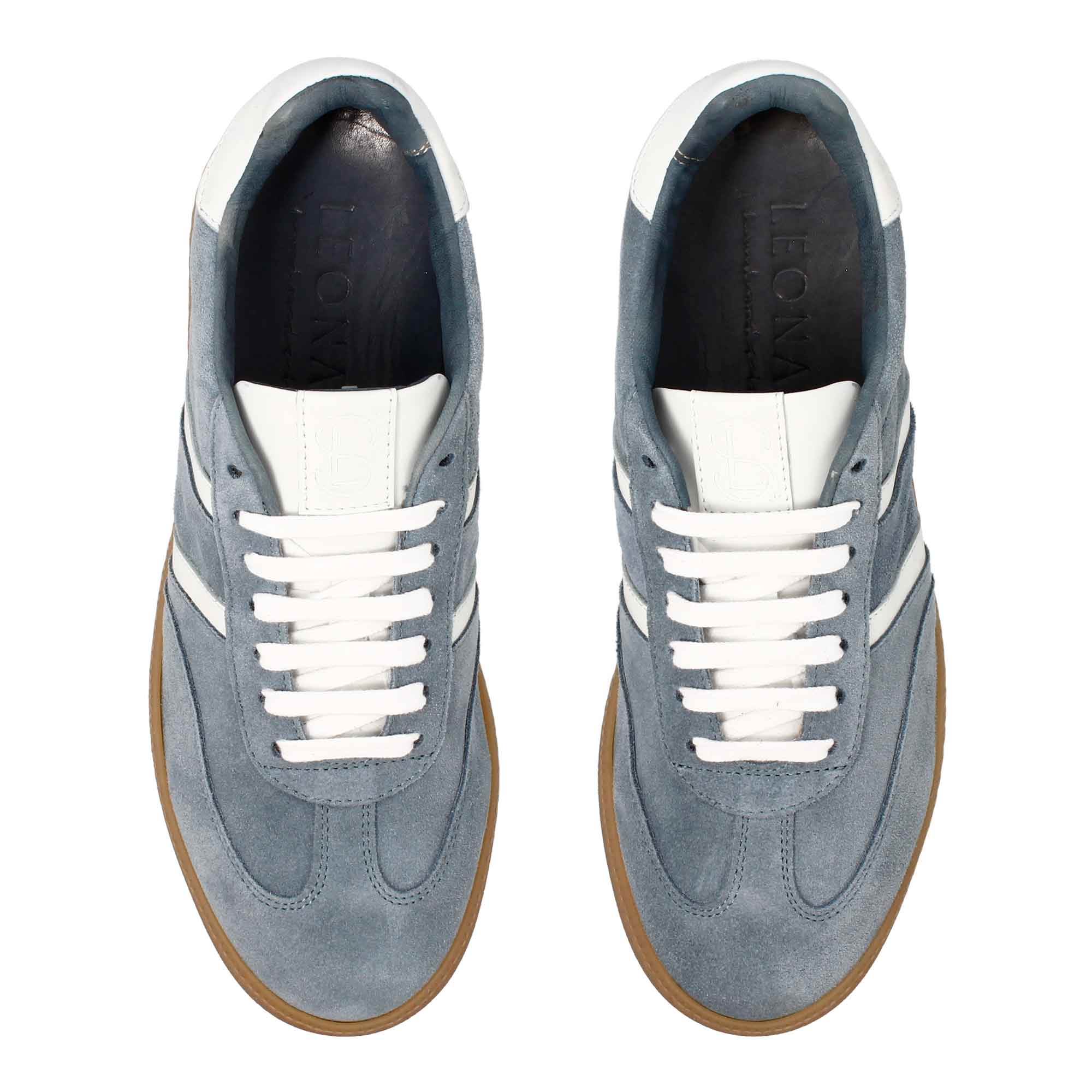 Leonardo Shoes Bizantina C Celeste Sneaker Donna Pelle
