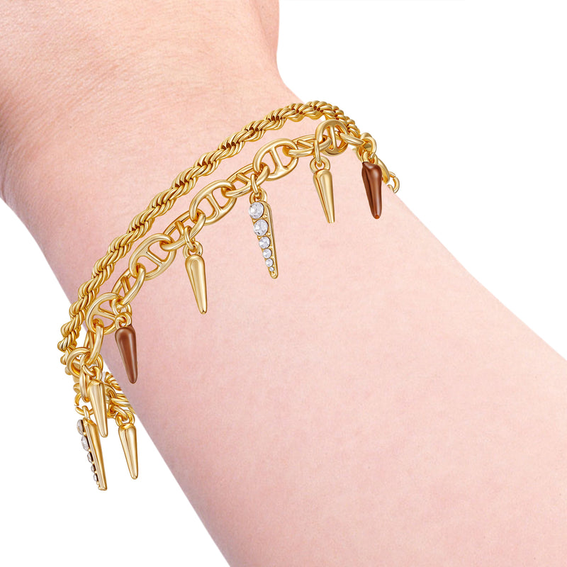 Vince Camuto Braccialetto Charm Nero Oro con Cristalli