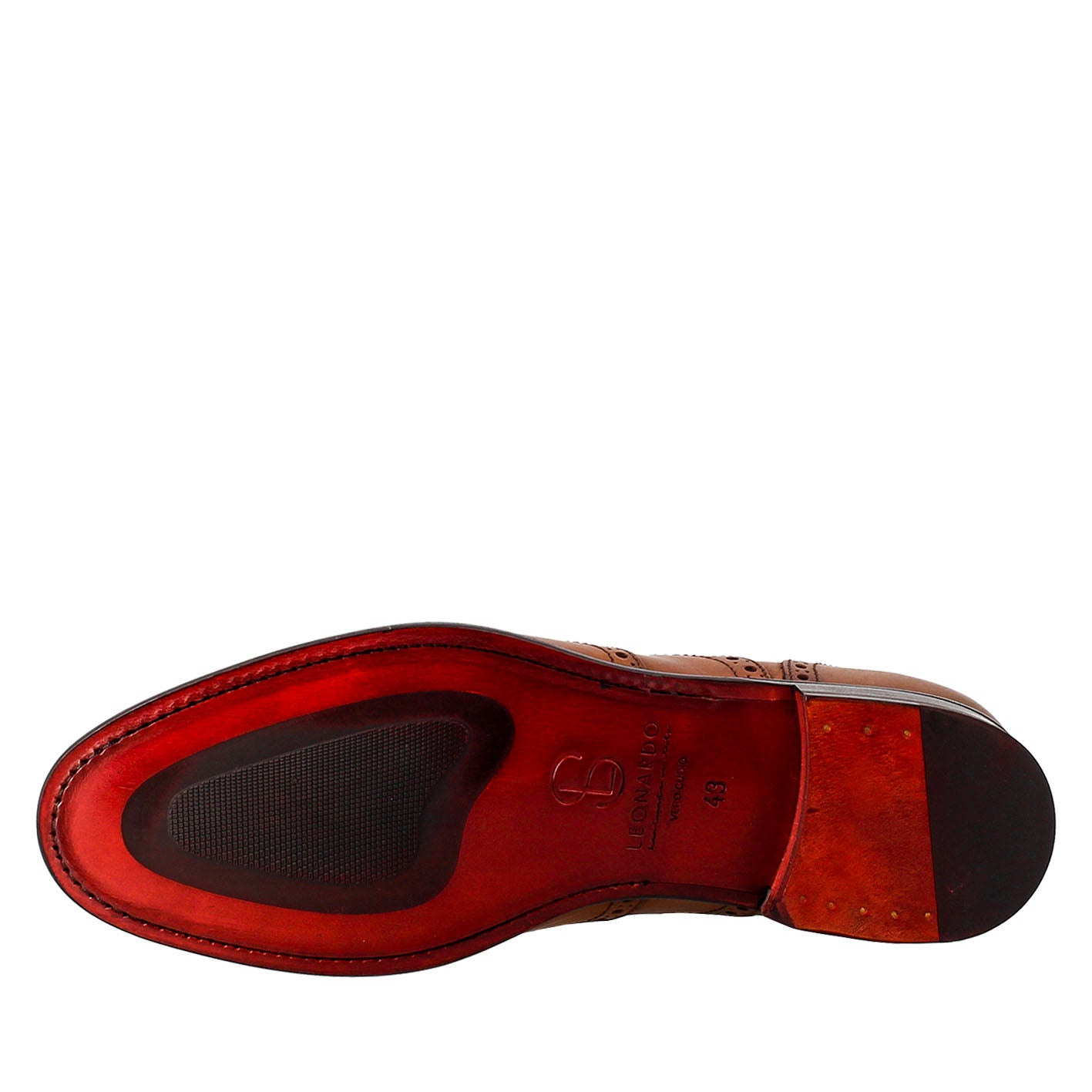 Leonardo Shoes Oxford brogue francesine uomo pelle marrone