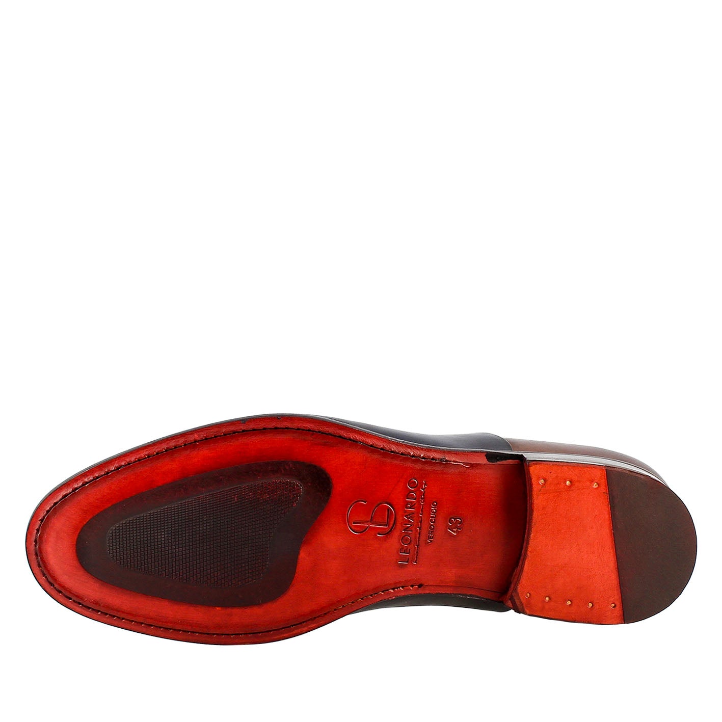 Leonardo Shoes Oxford francesina marrone blu pelle cuoio