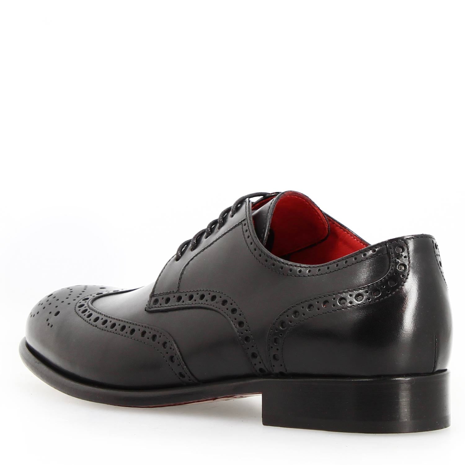 Leonardo Shoes Ottaviano derby uomo nero pelle brogue