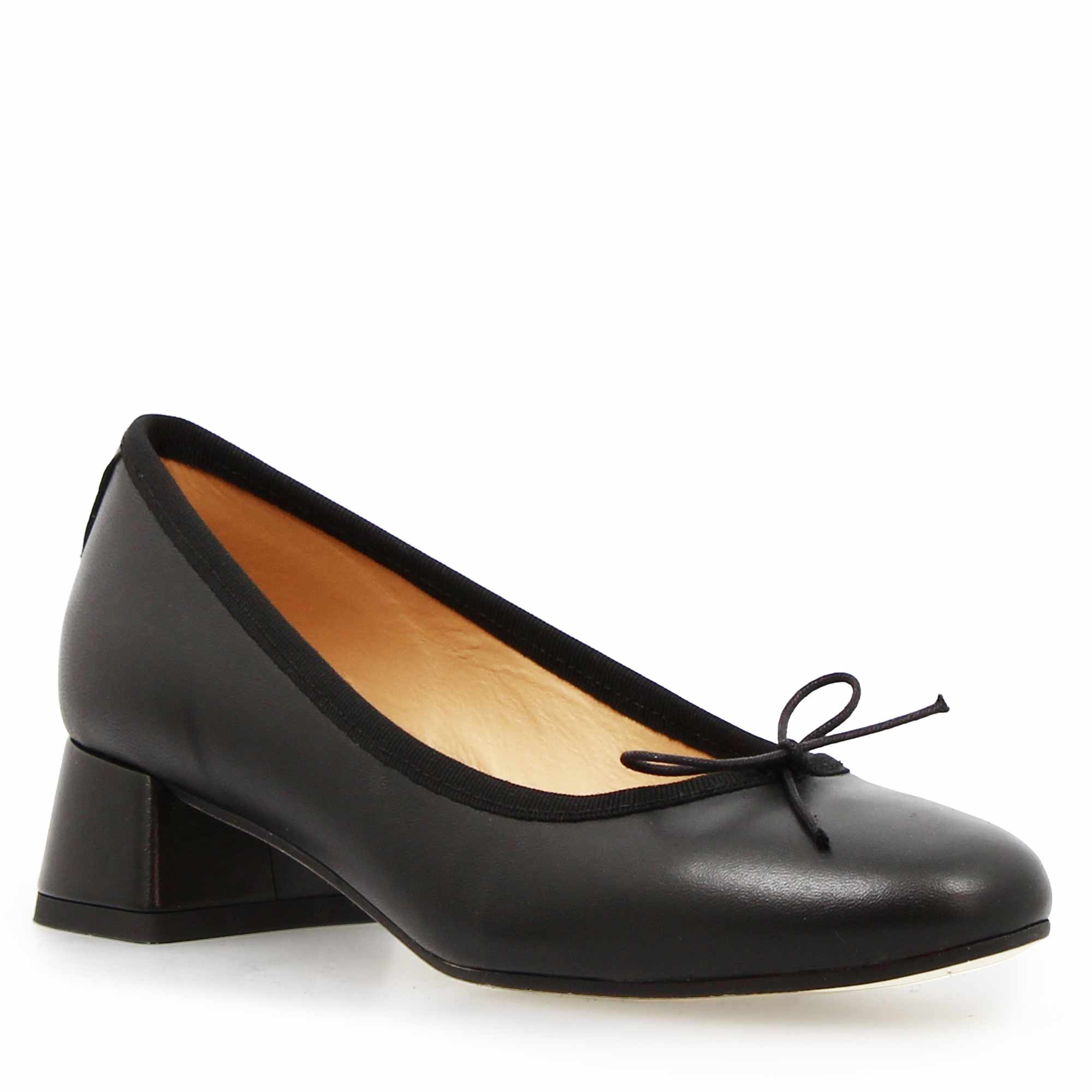 Leonardo Flaminia F Ballerina Pelle Nero 4 cm