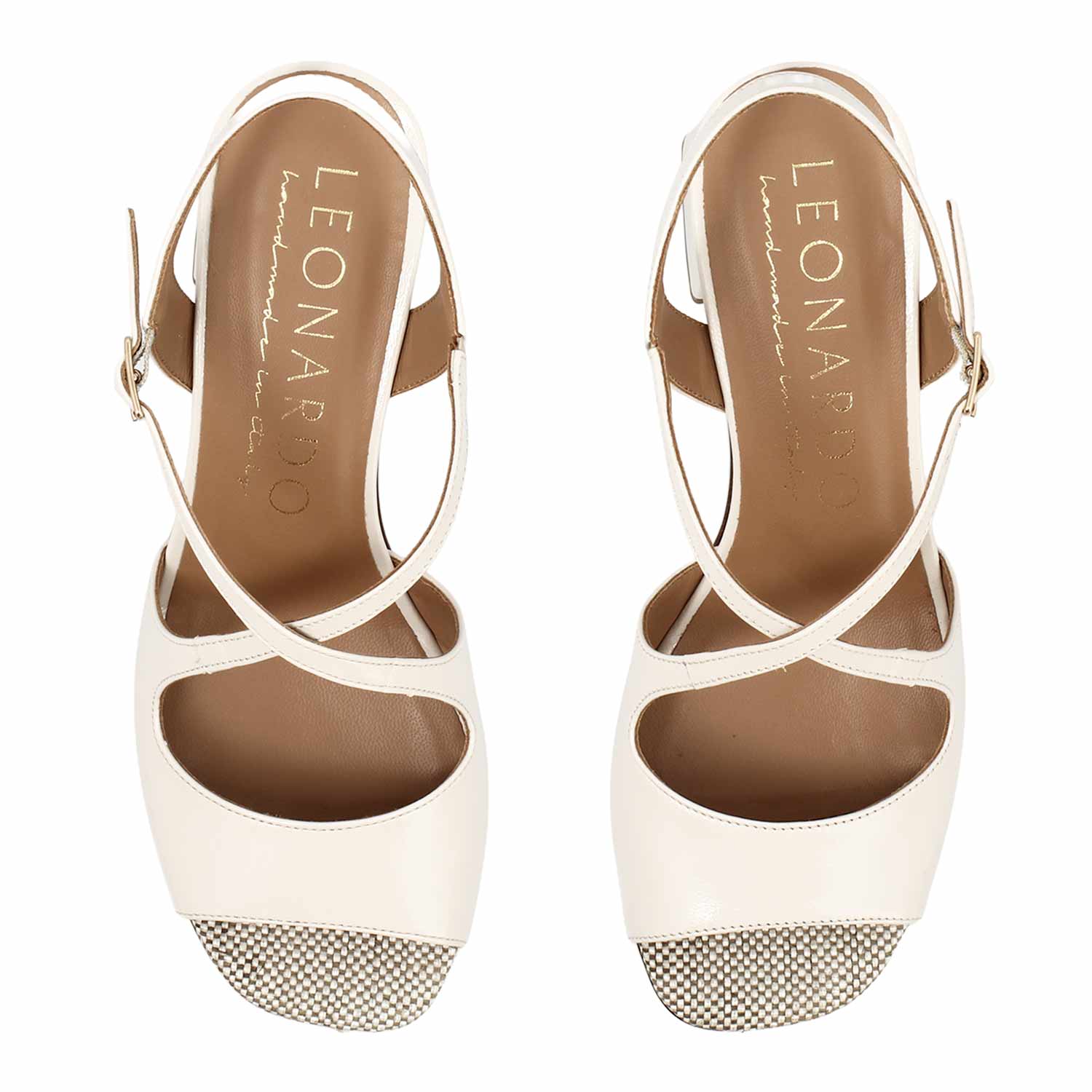 Leonardo Shoes Fiamma Bianco sandali donna pelle tacco 7 cm