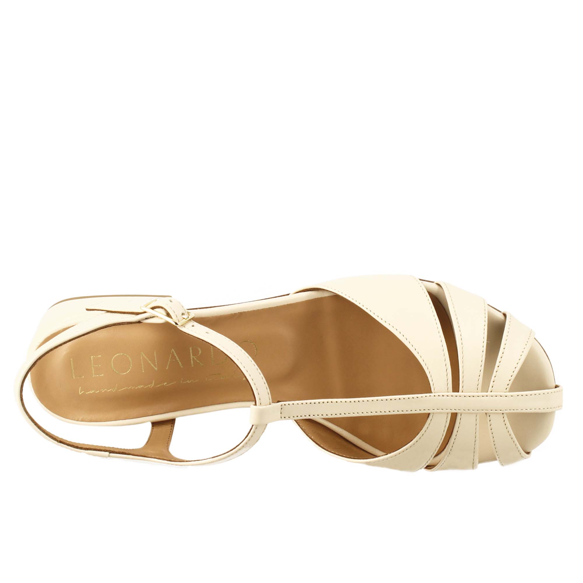 Leonardo Shoes sandalo donna pelle cipria gabbia