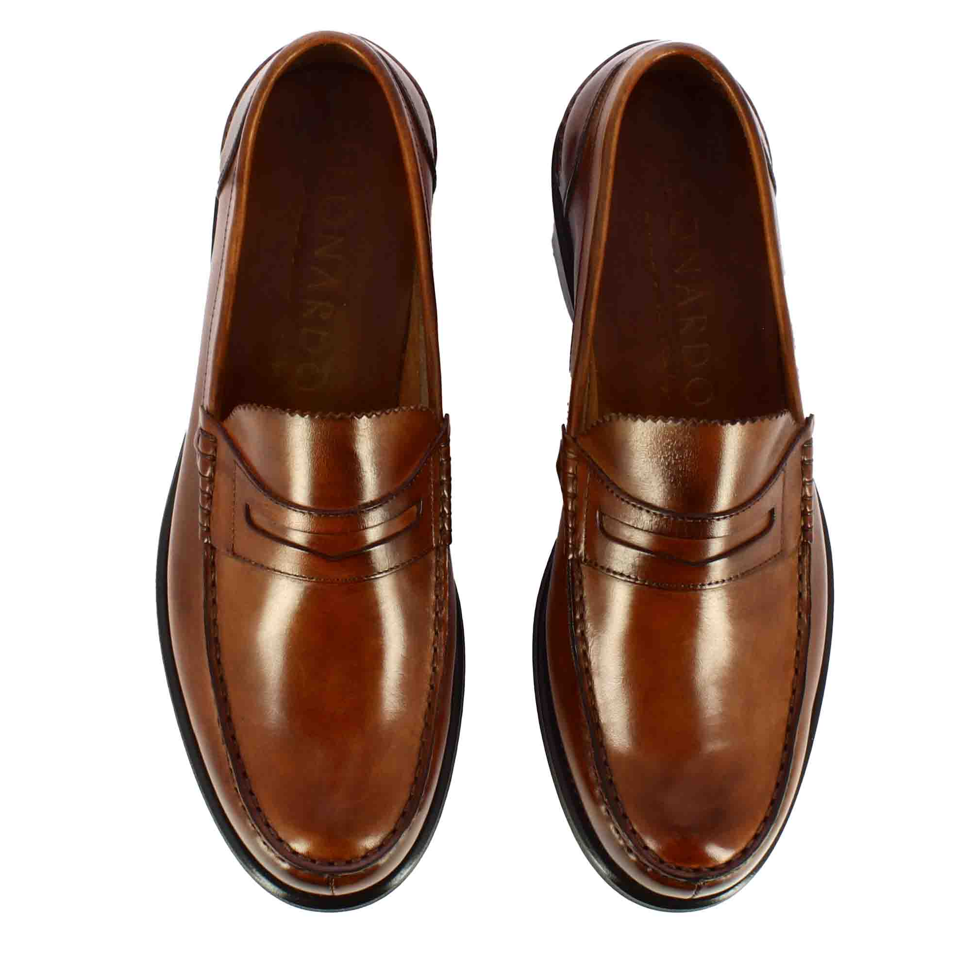Leonardo Shoes Mocassini Uomo college pelle marrone