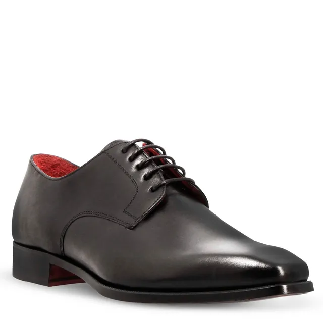 Leonardo Shoes Francesine Derby Uomo Pelle Nero Punta Squadrata