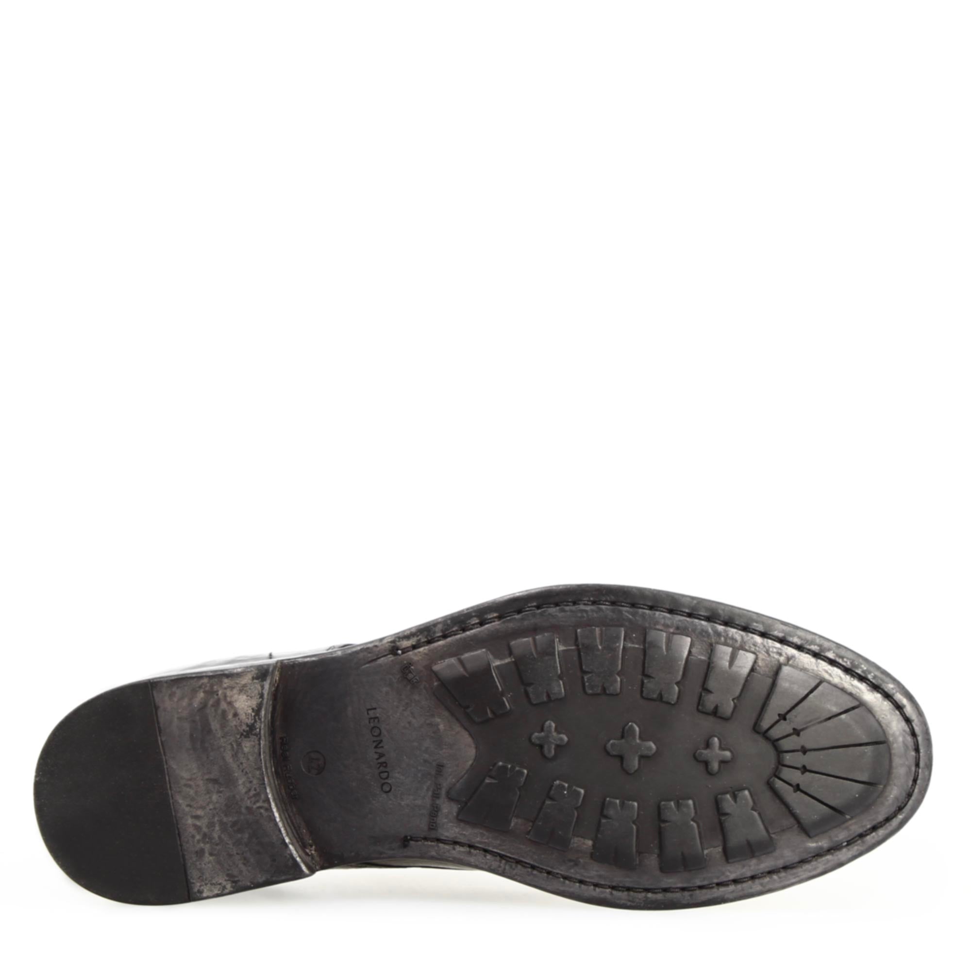 Leonardo Shoes Raffaello derby uomo nero pelle buffalo