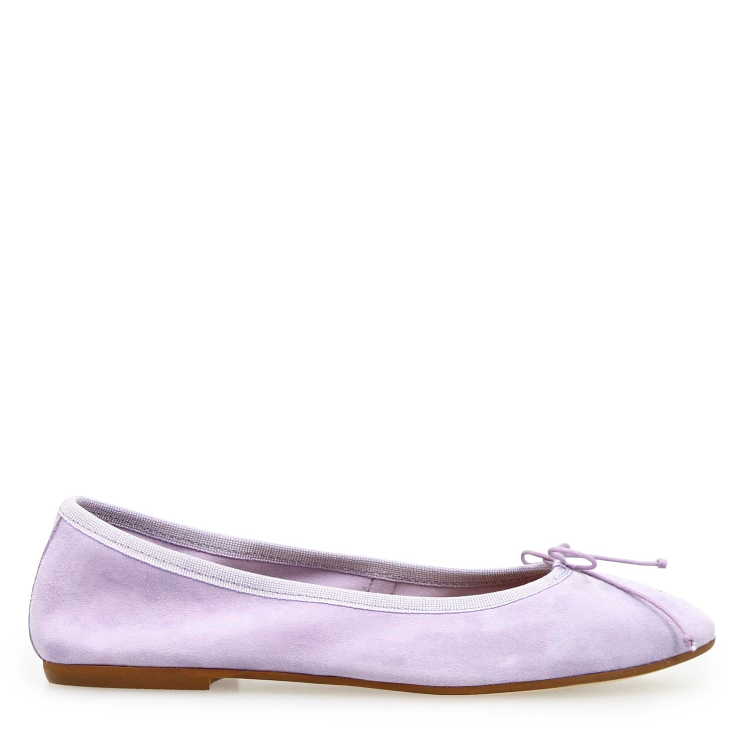 Leonardo Shoes Fiocco ballerine donna camoscio lilla tacco 1cm