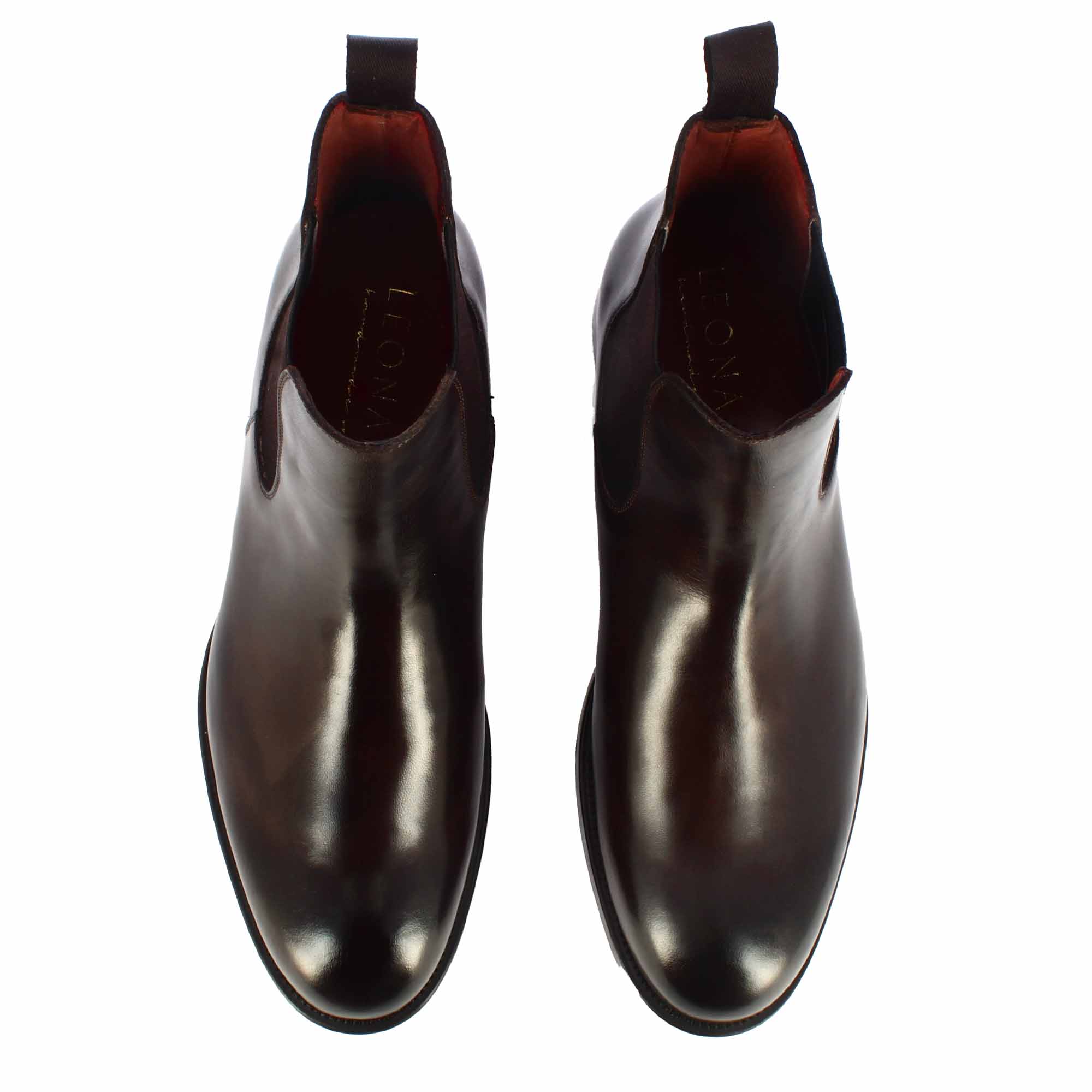 Leonardo Shoes chelsea stivaletti uomo marrone scuro