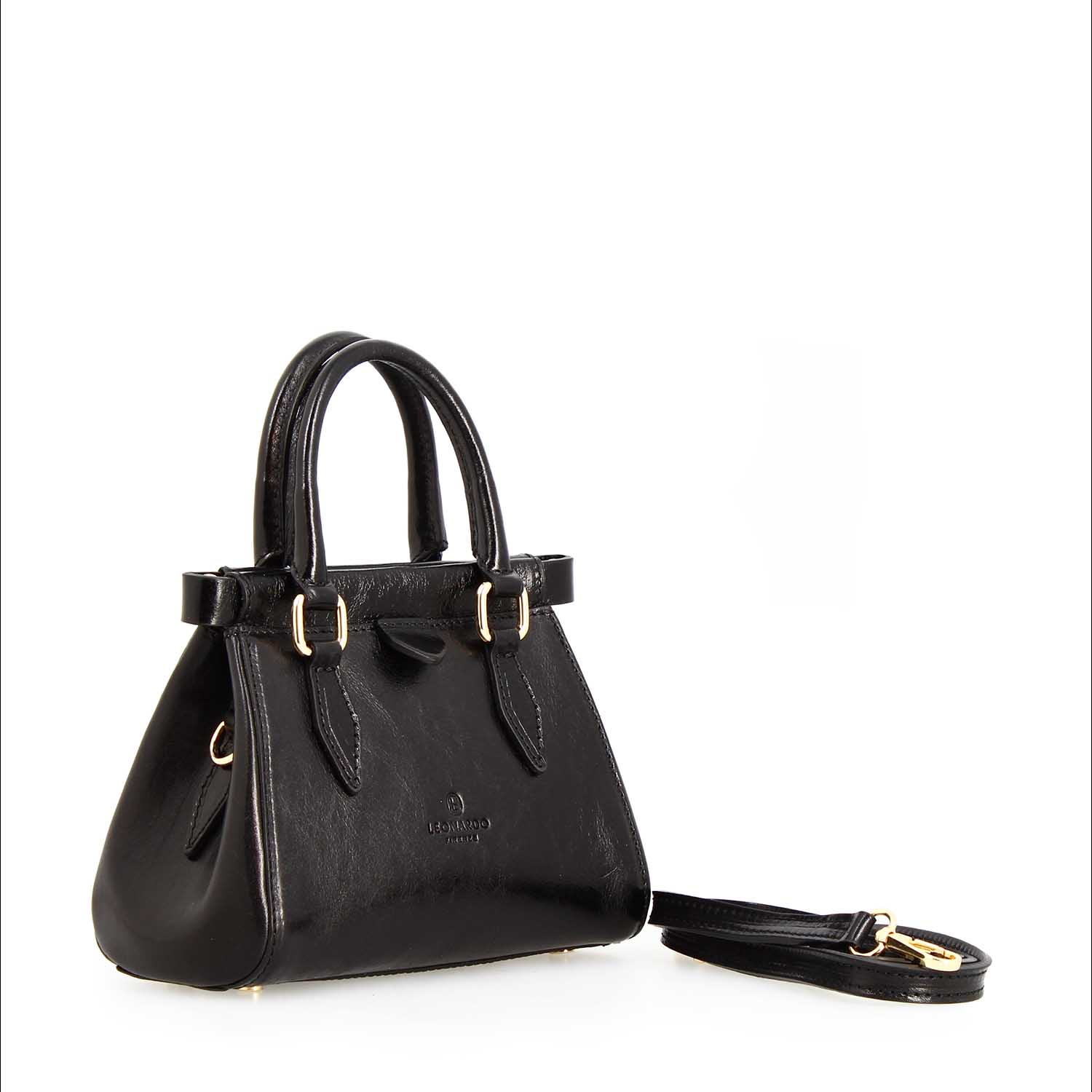 Leonardo Shoes Fiorenza borsa donna nero pelle tracolla 20 cm