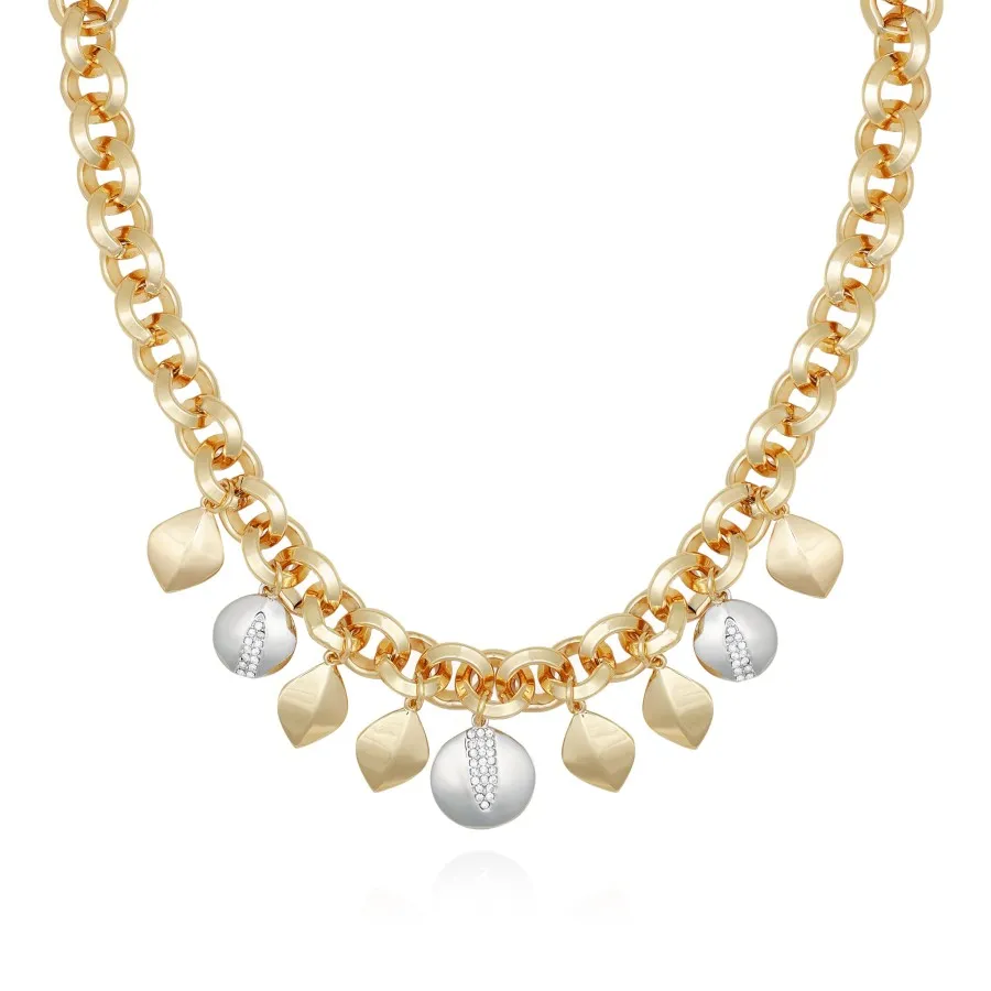 Vince Camuto collana foglie oro bicolore donna