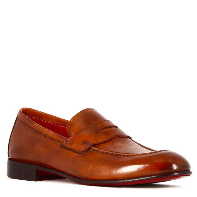 Leonardo Shoes Classico Mocassini Uomo Pelle Marrone Chiaro