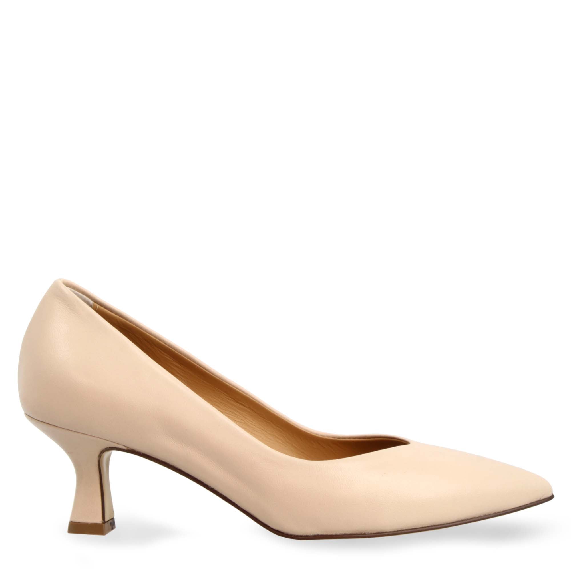 Leonardo Shoes décolleté donna pelle beige tacco 5 cm