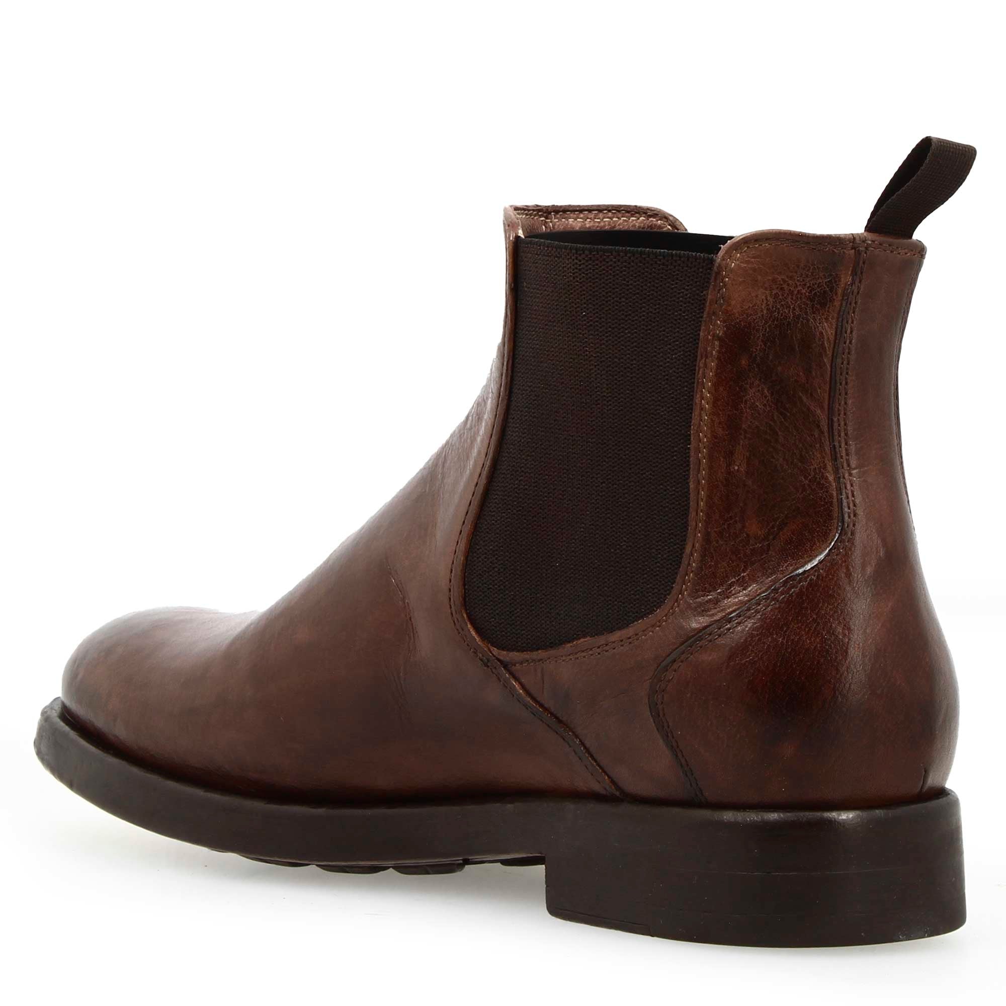 Leonardo Shoes Dante Stivaletti Chelsea Uomo Pelle Marrone Buffalo