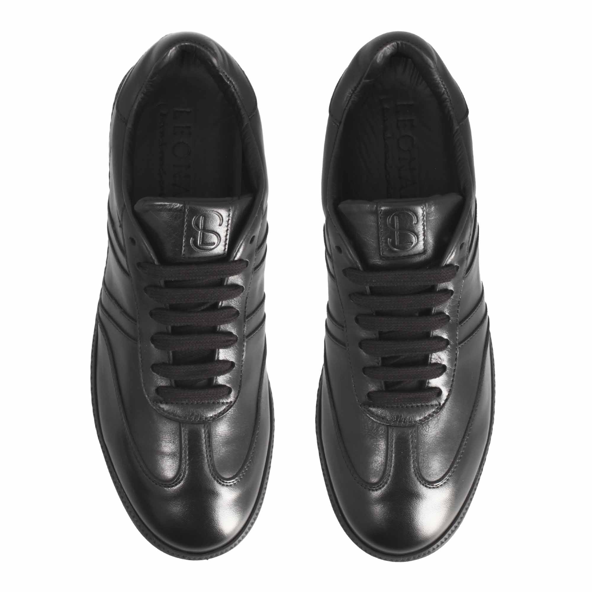 Leonardo Shoes Bizantino Nero sneakers uomo pelle nero