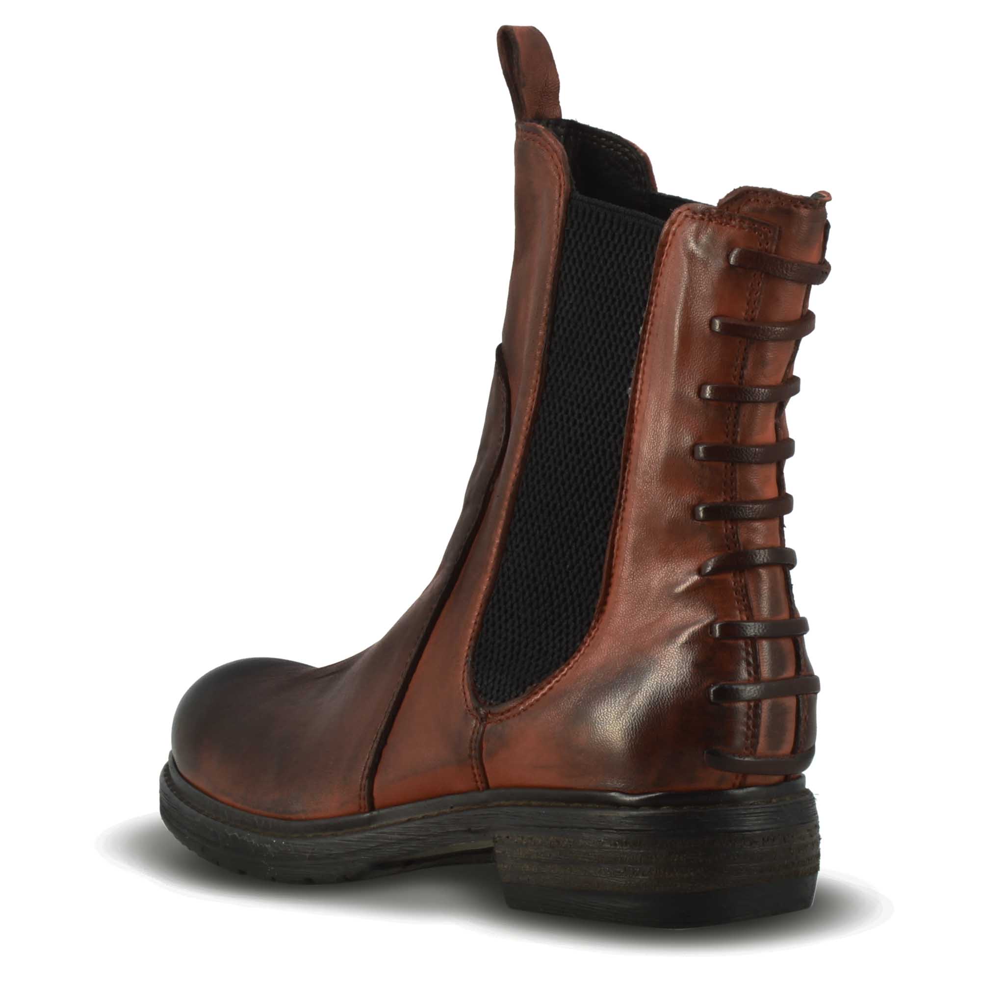 Leonardo Shoes Stivali Donna BF-30 Stivaletto Pelle Marrone Vintage